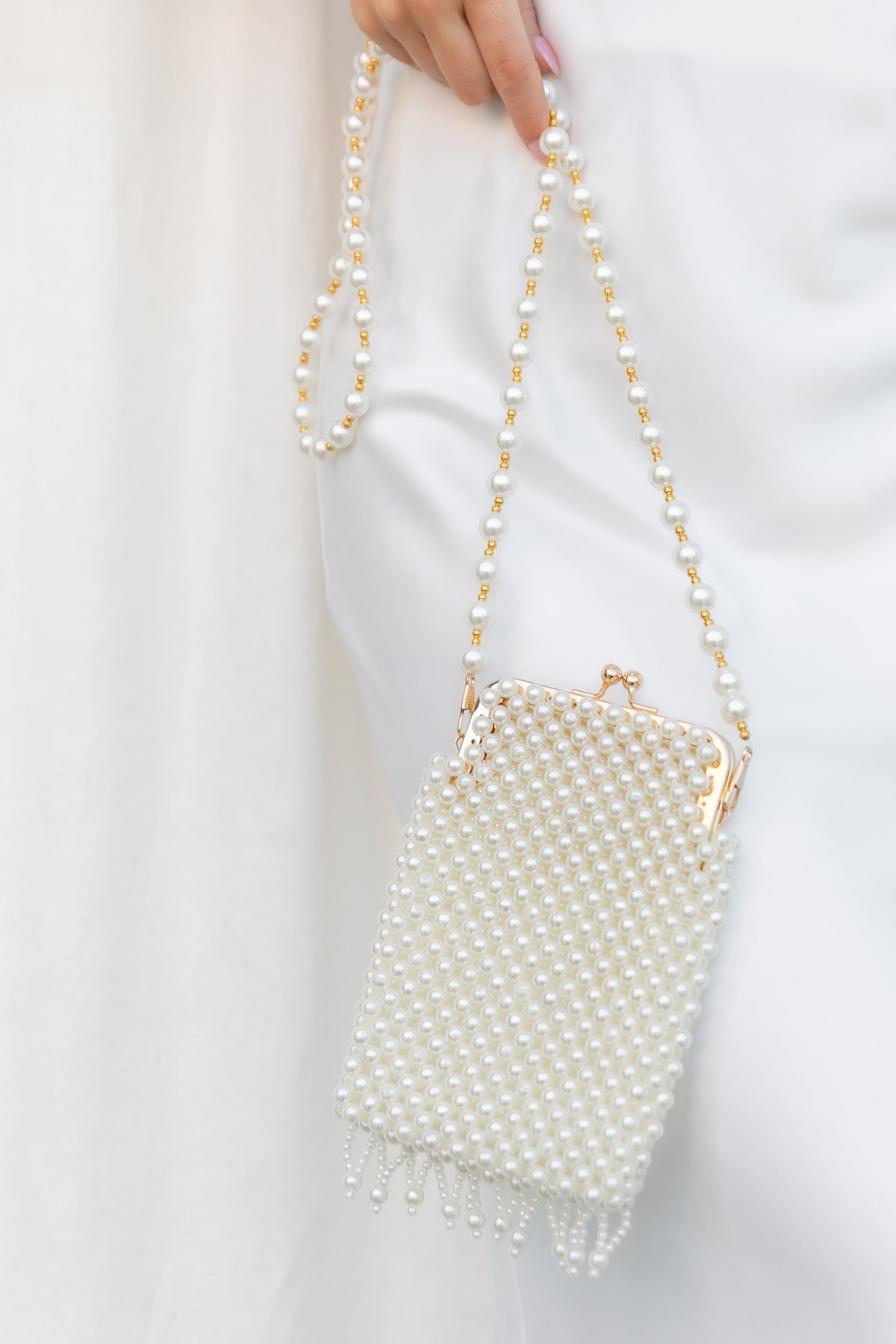ACCESSORIES @Manon Small Beaded Bag - Pearl