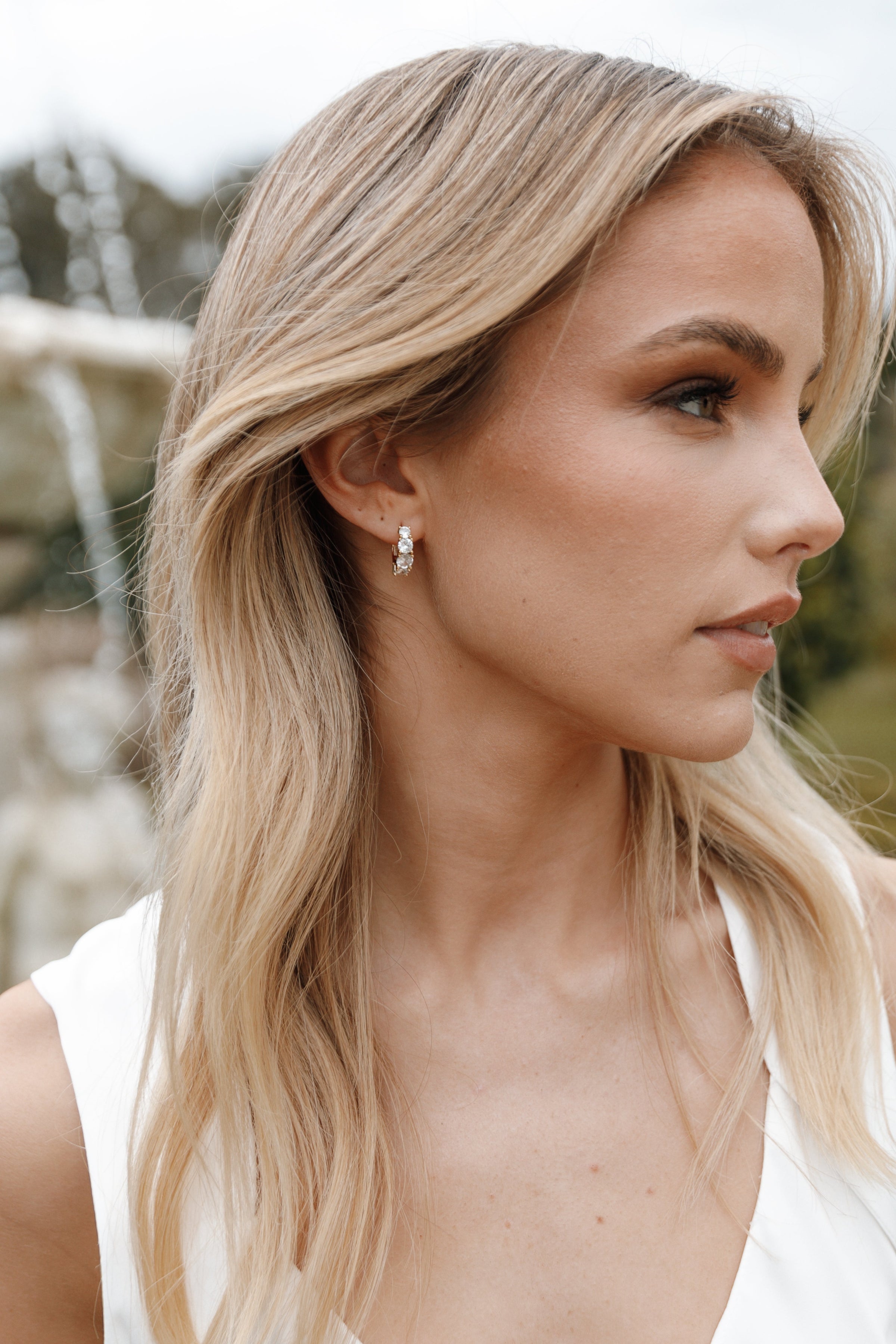 ACCESSORIES @Solstice Stone Hoop Earrings - Gold