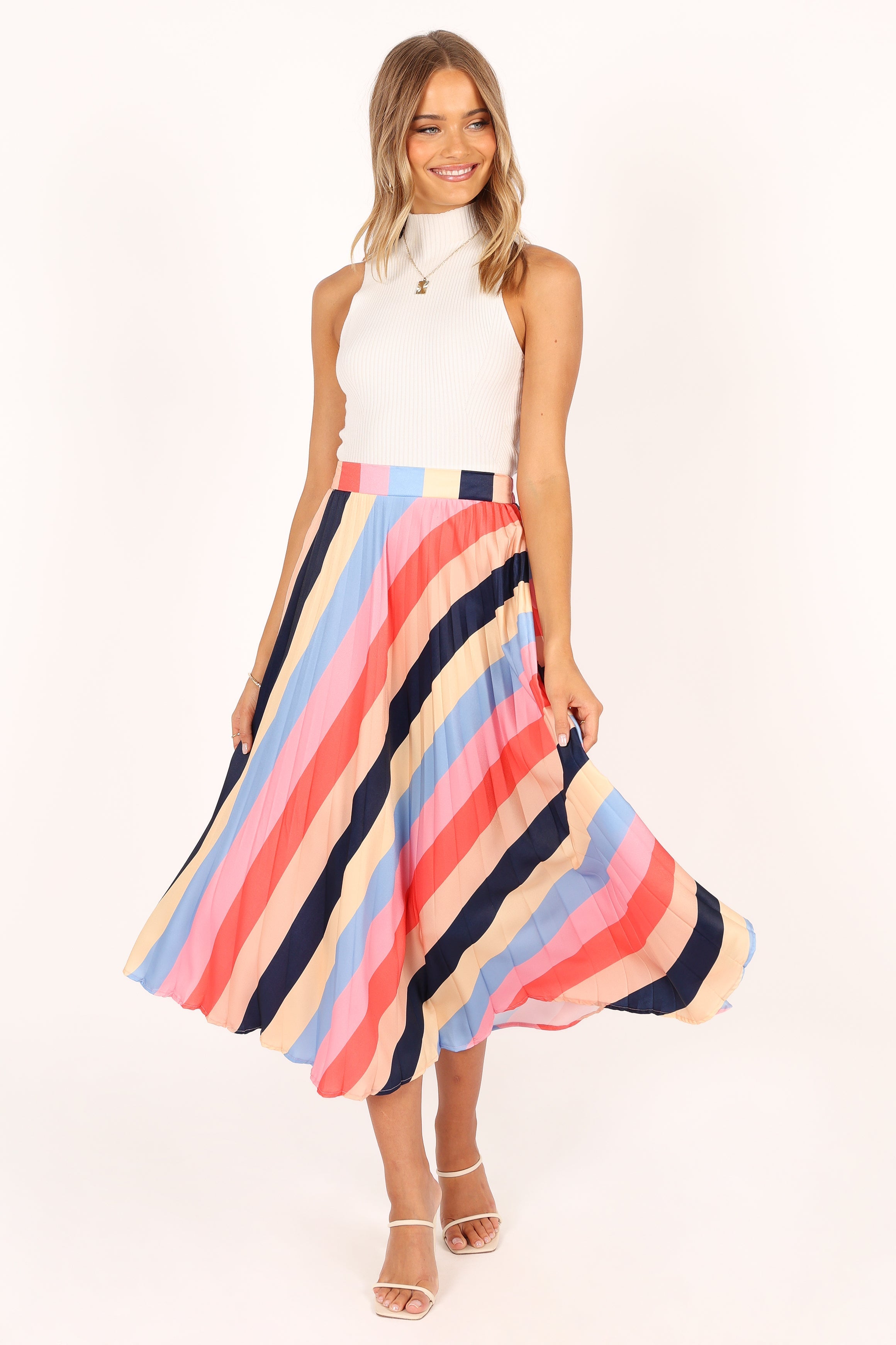 BOTTOMS @Marlow Midi Skirt - Multi Stripe (waiting on bulk)