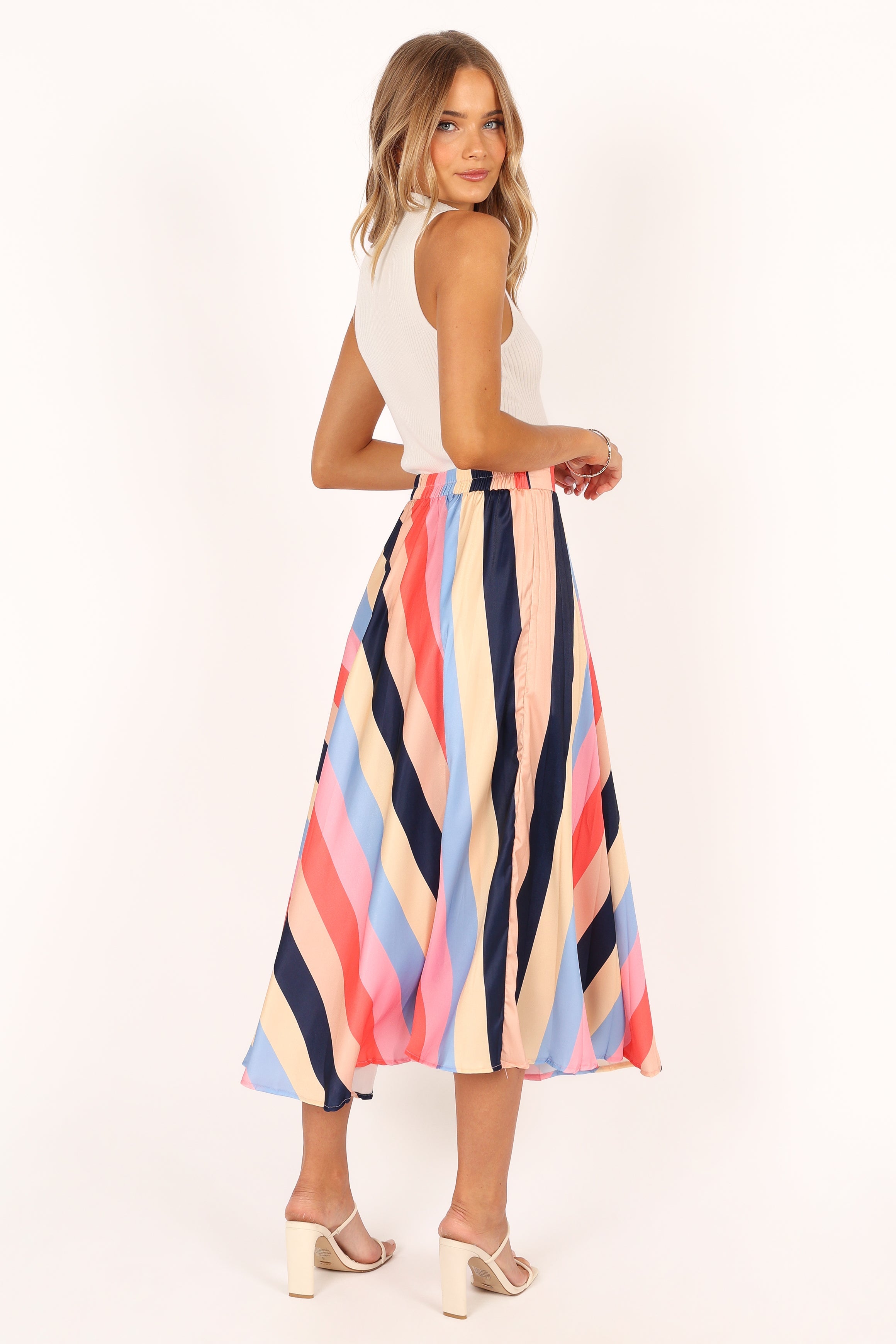 BOTTOMS @Marlow Midi Skirt - Multi Stripe (waiting on bulk)