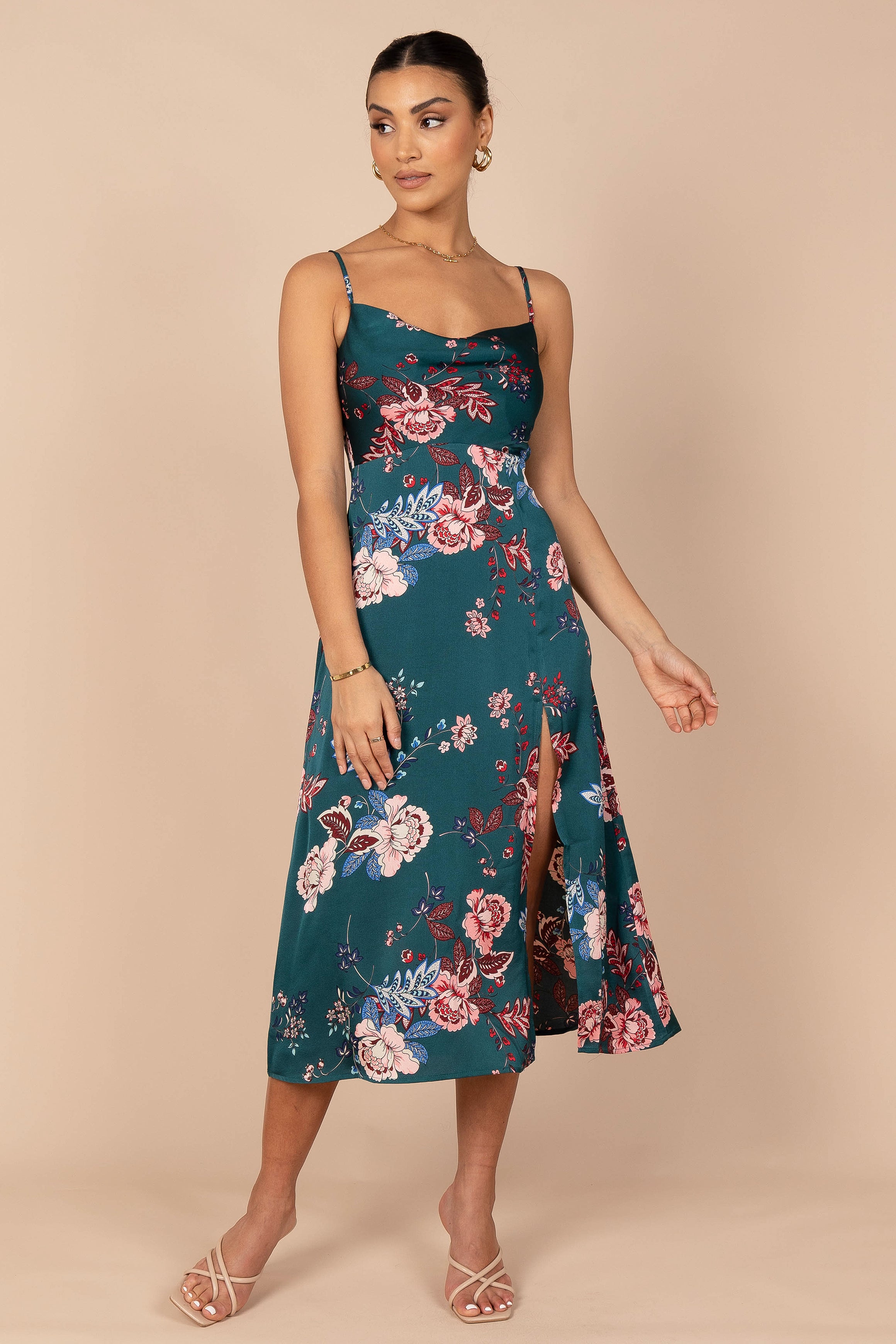 DRESSES Alejandra Cowl Neck Midi Dress - Emerald