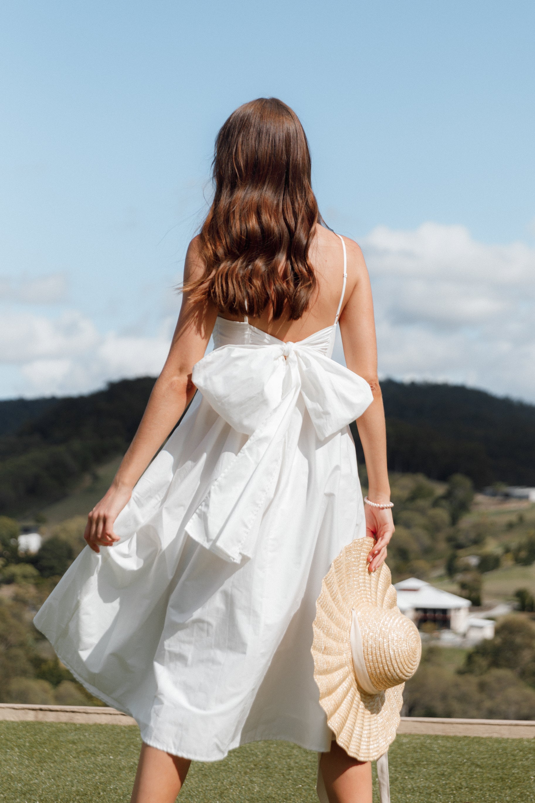Alice Bow Back Midi Dress - White Alice Bow Back Midi Dress - White
