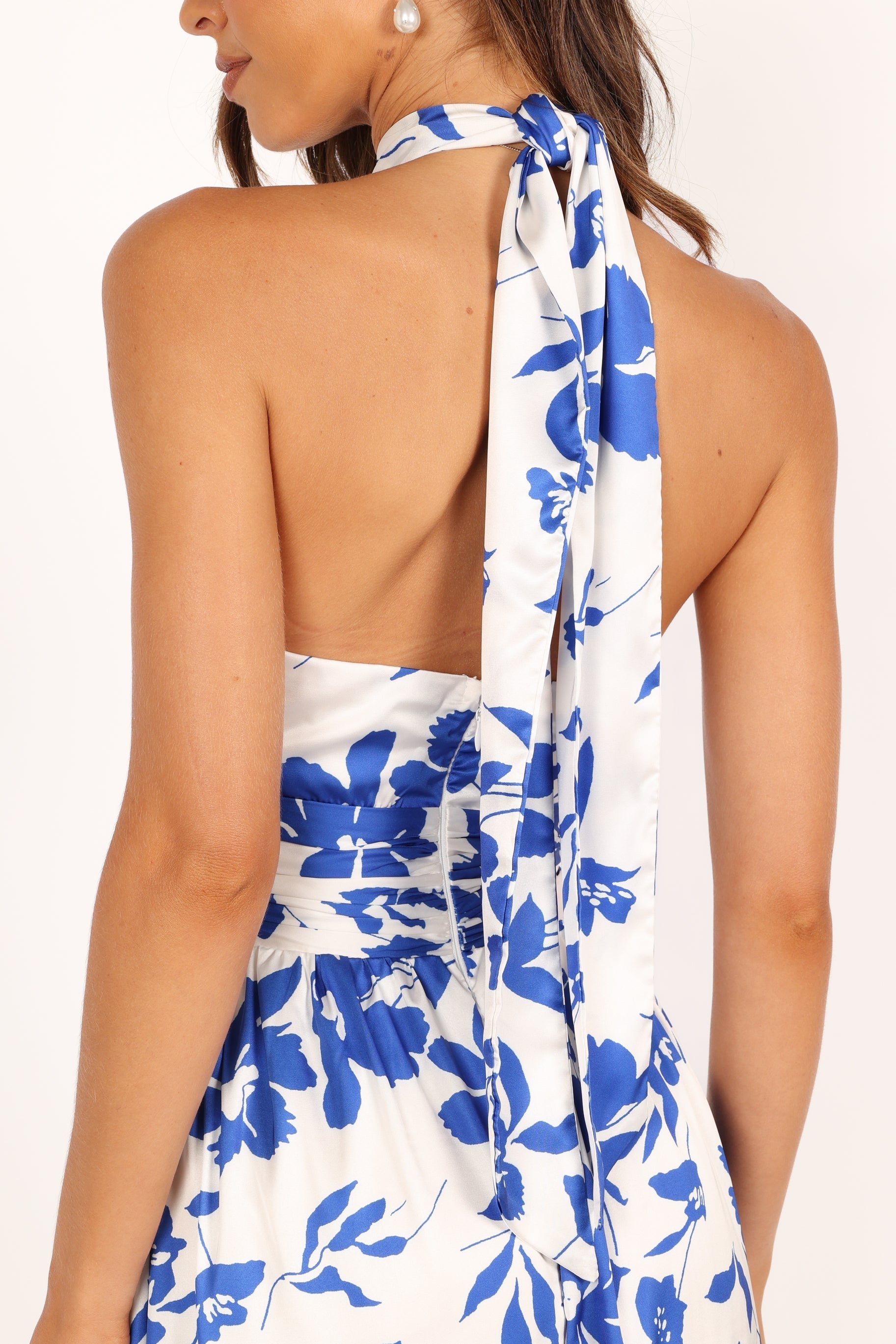 DRESSES @Allora Halter Dress - Blue Floral