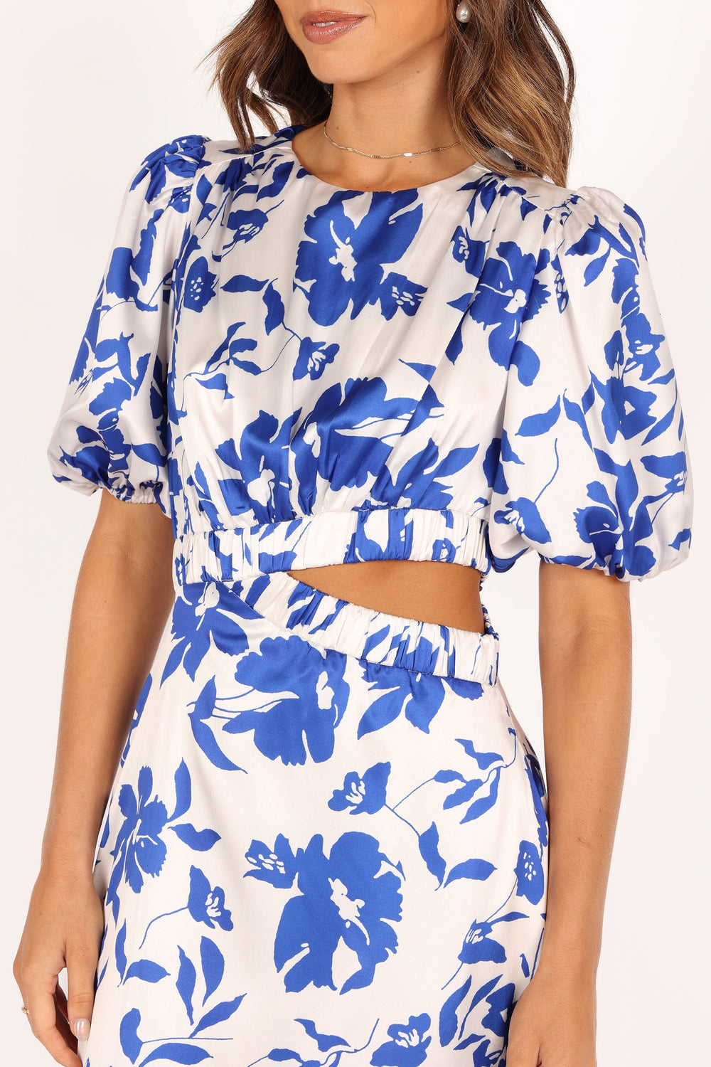 Aminah Puff Sleeve Dress - Blue Floral - View 4 | Shop Formal Dress