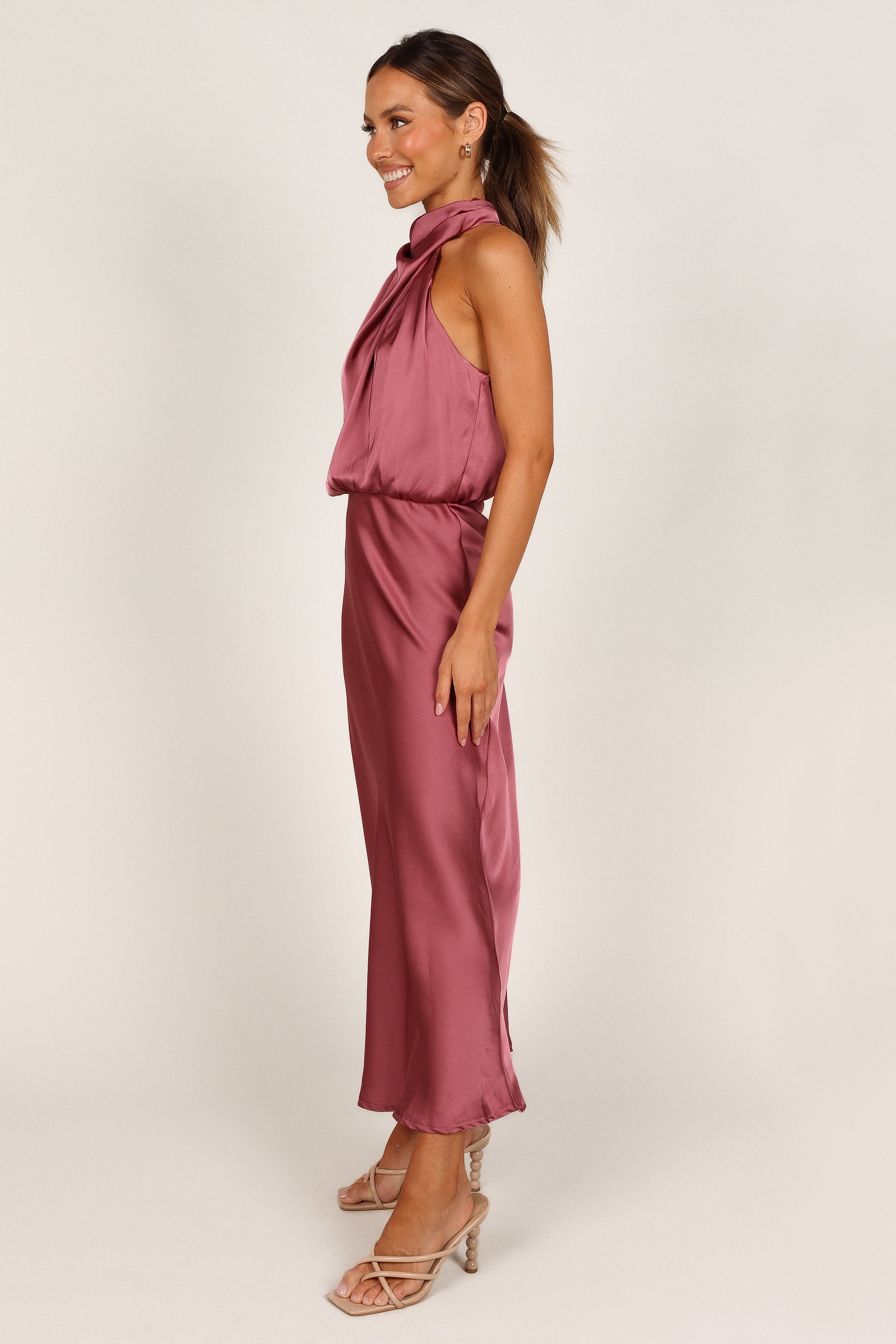 DRESSES Anabelle Halter Neck Maxi Dress - Dusty Rose