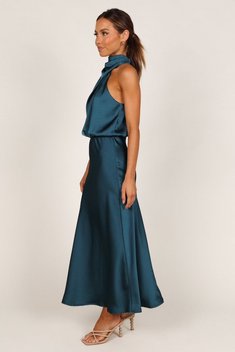 Collective Dress - Anabelle Halter Neck Midi Dress - Teal image 3