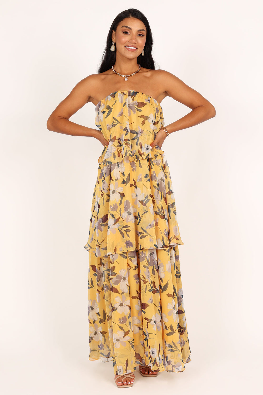 Collective Dress - Bloom Strapless Maxi Dress - Yellow Floral image 5