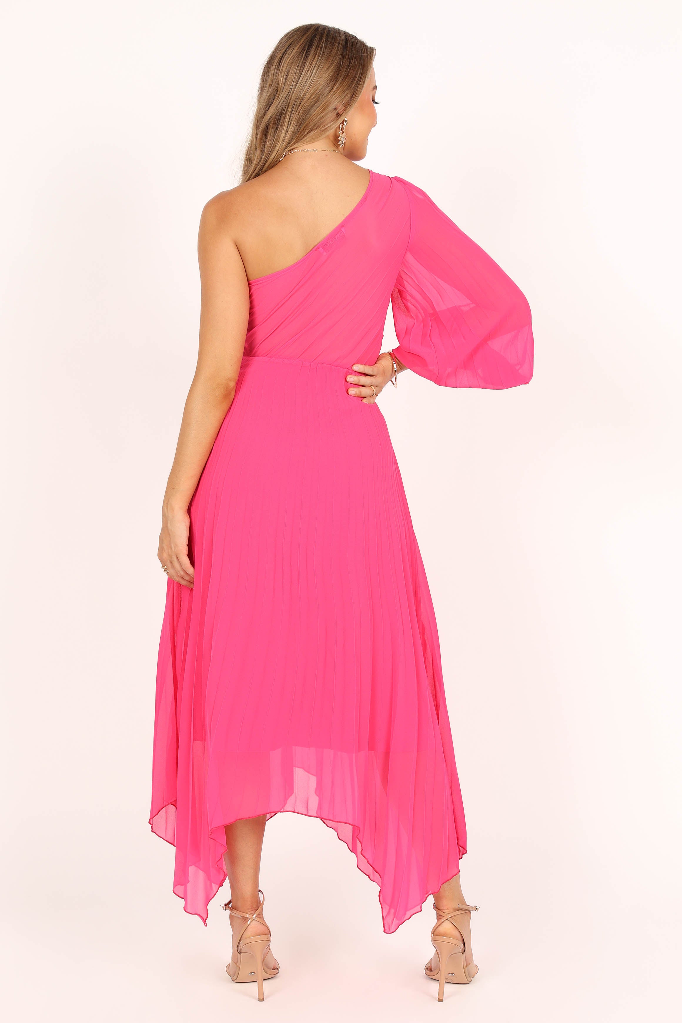 DRESSES @Bonnie One Shoulder Midi Dress - Pink