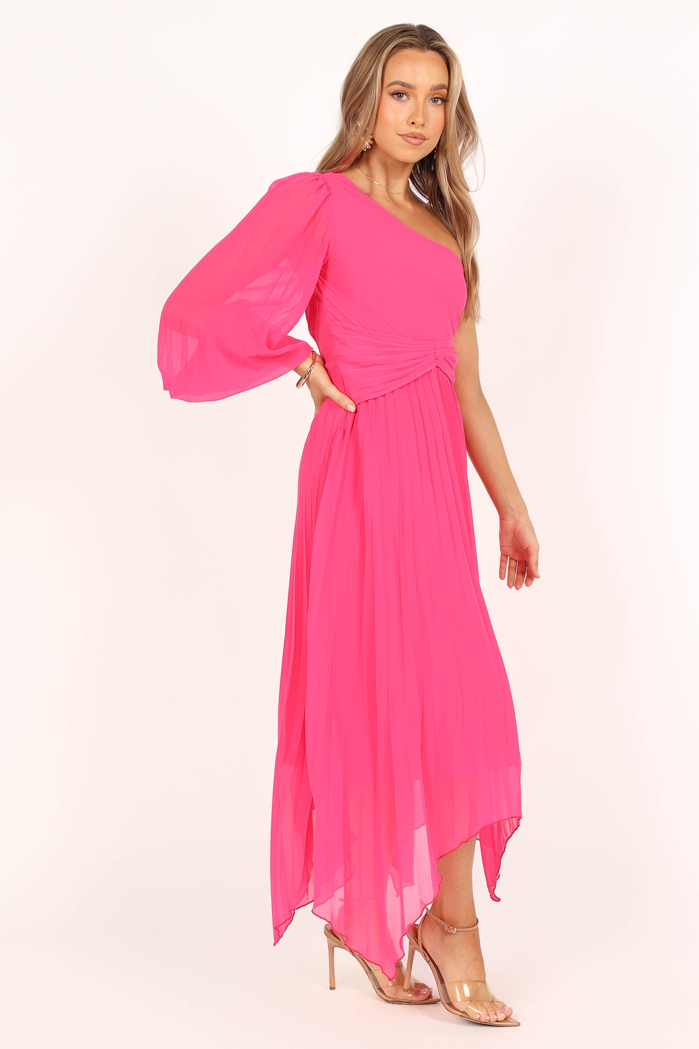 DRESSES @Bonnie One Shoulder Midi Dress - Pink