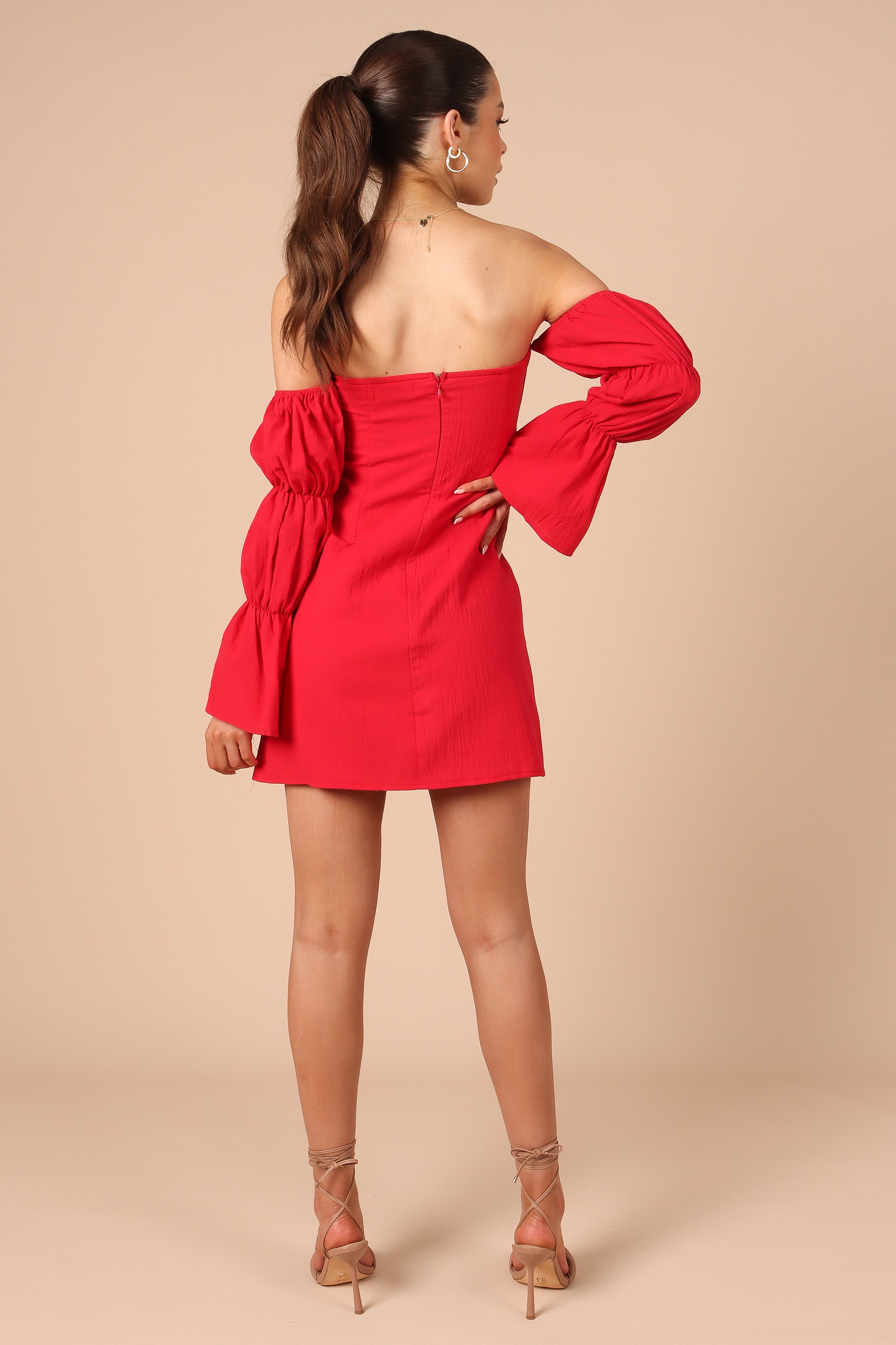 DRESSES @Cherese Puff Sleeve Mini Dress - Red