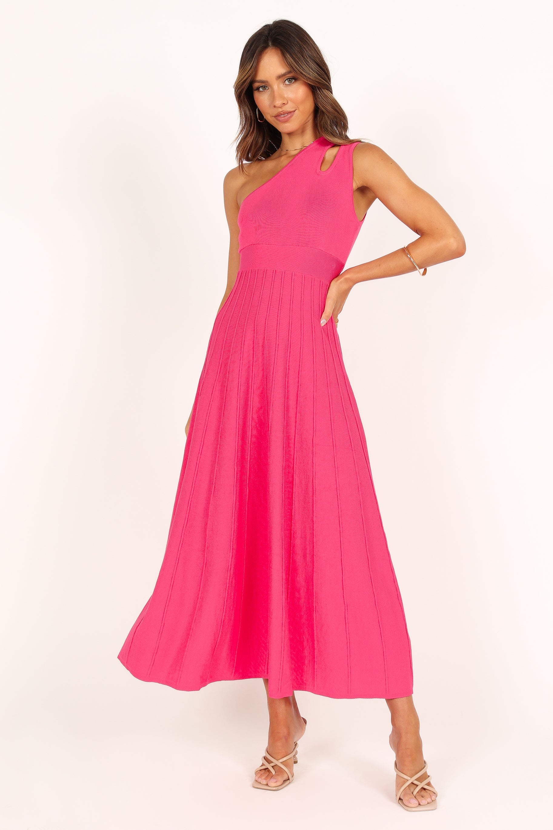 DRESSES @Flynn Midi Knit Dress - Pink