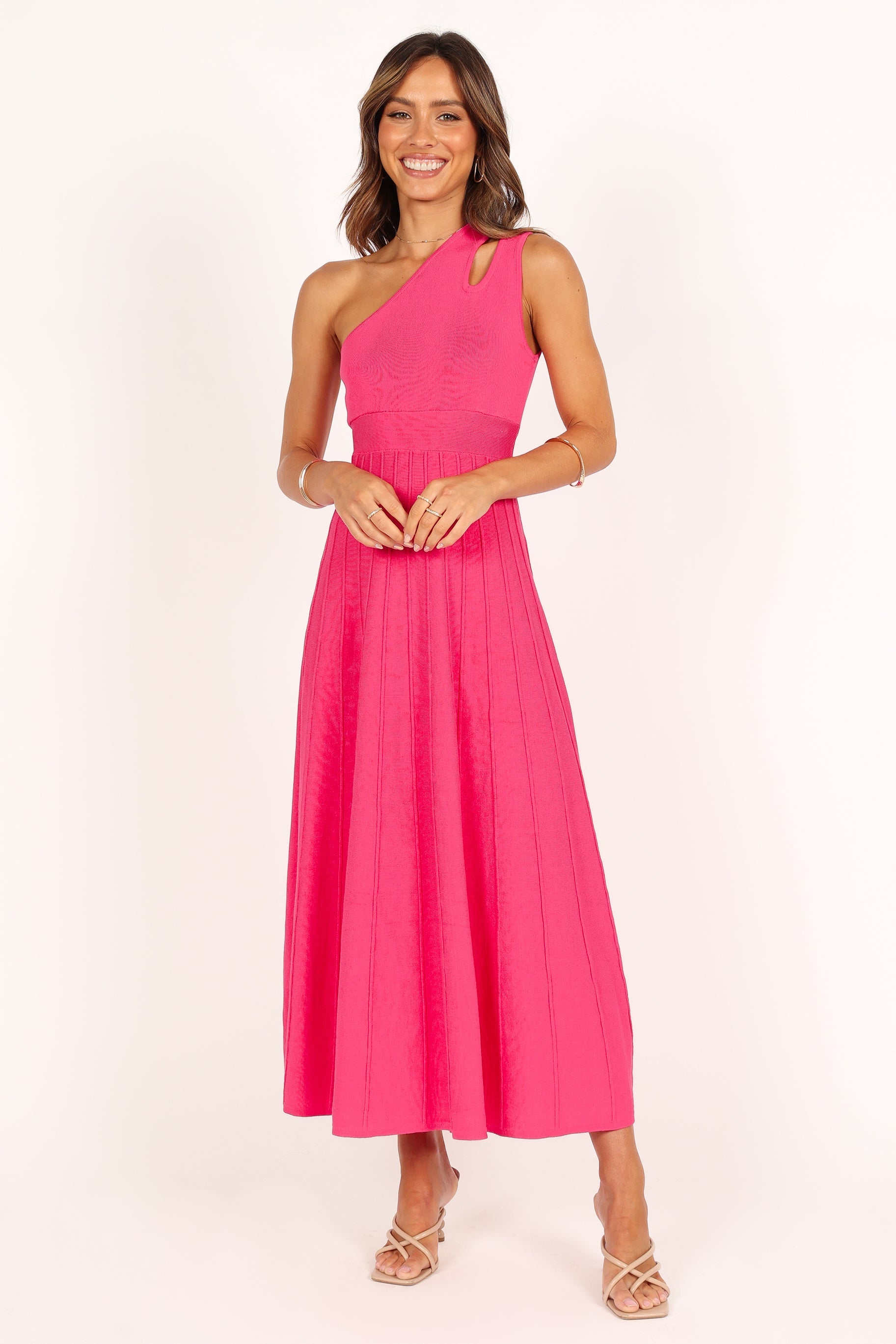 DRESSES @Flynn Midi Knit Dress - Pink