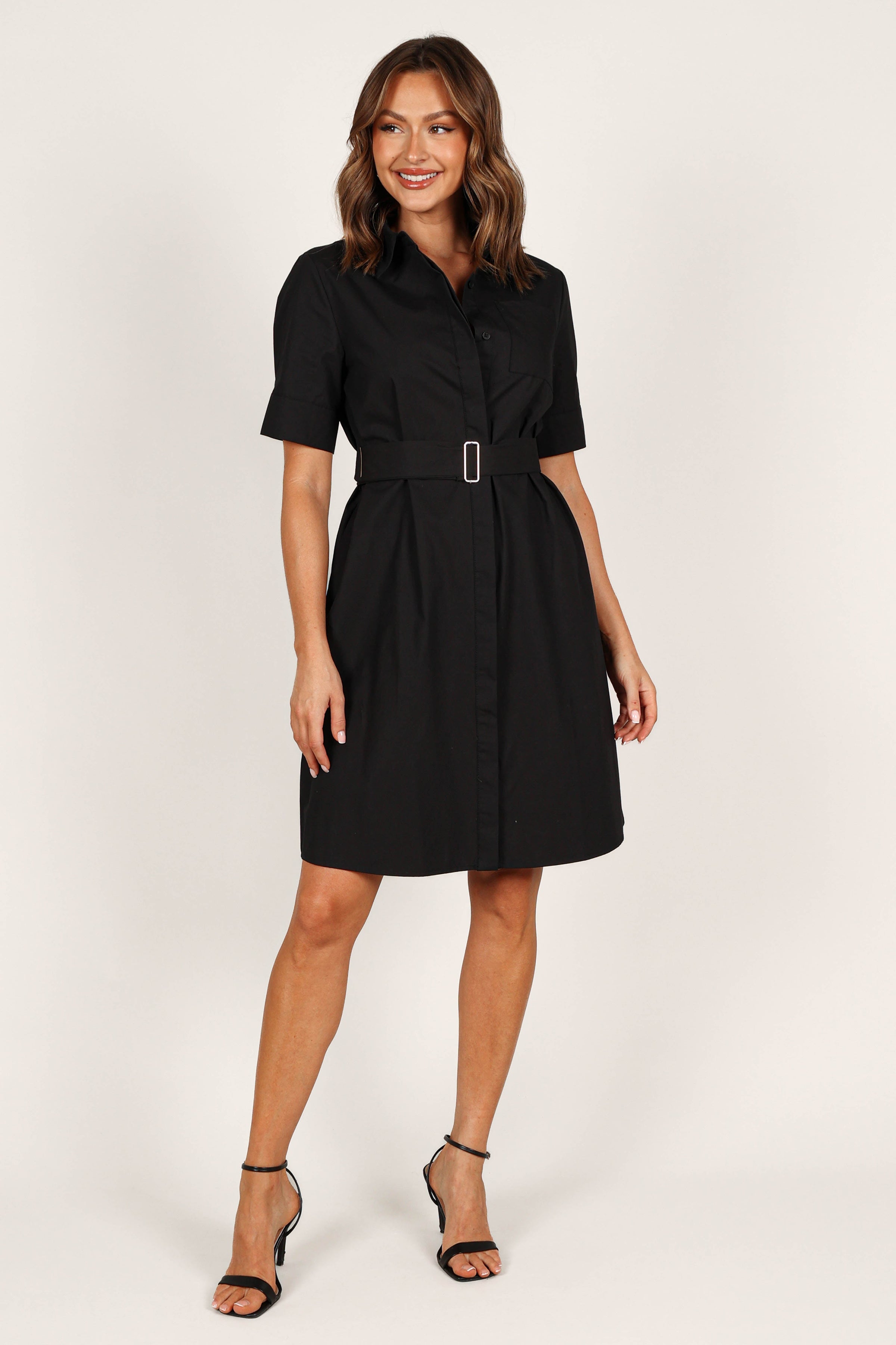 DRESSES @Kamal Midi Belted Dress - Black