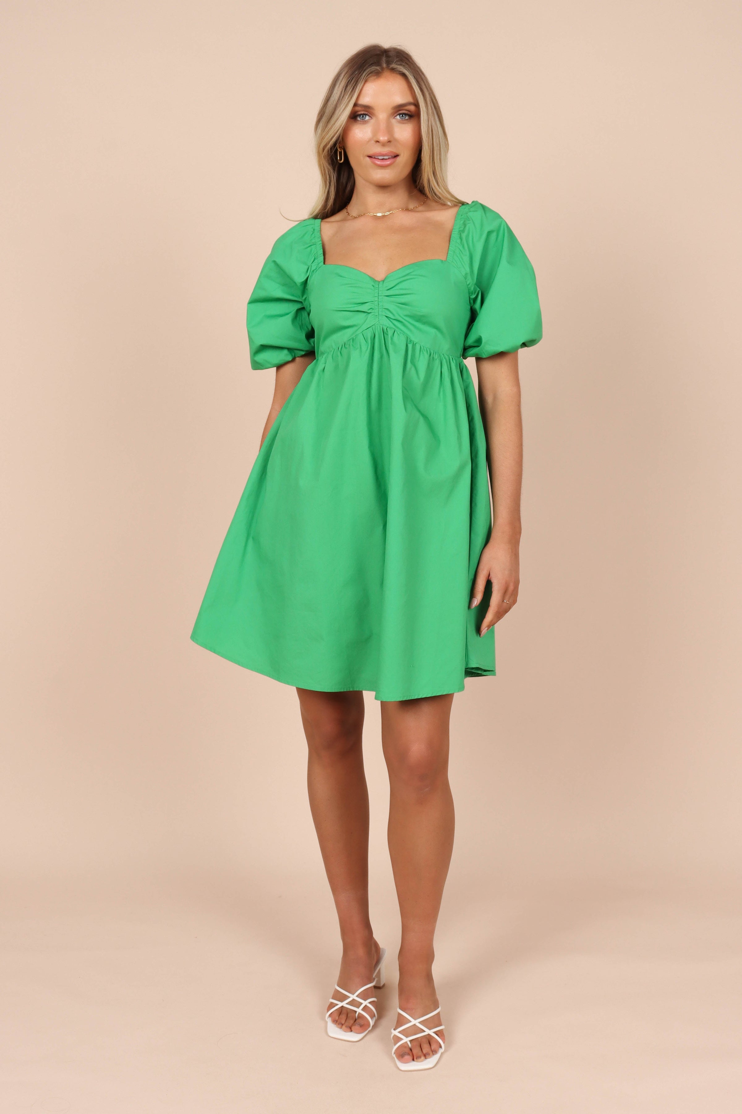 DRESSES @Lionel Puff Sleeve Midi Dress - Green