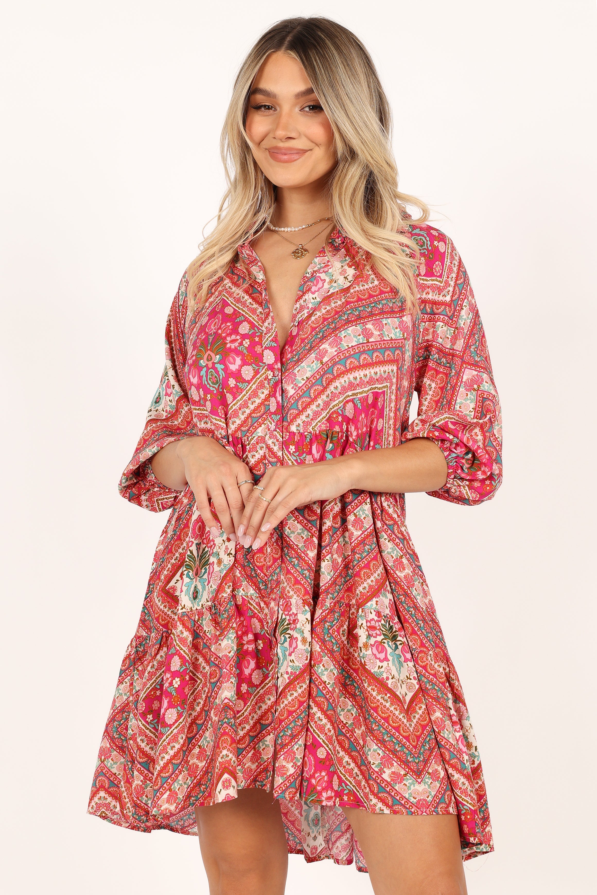 DRESSES @Lulu Longsleeve Mini Dress - Pink