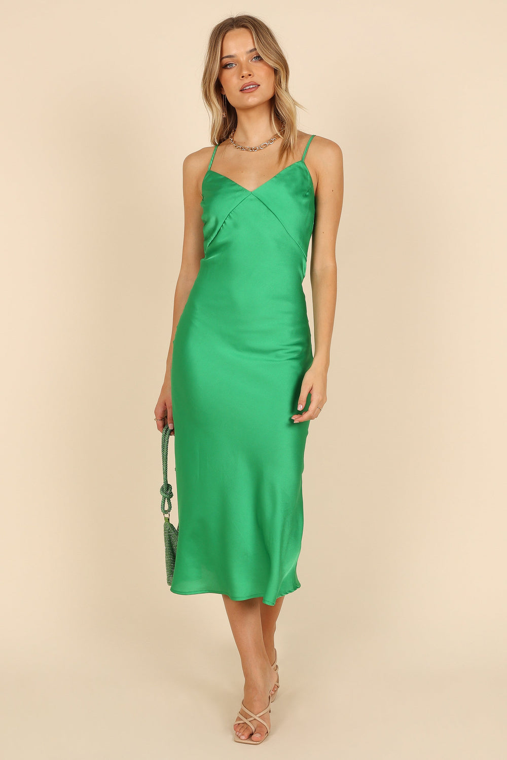 Collective Dress - Luna Midi Slip Dress - Green image 3