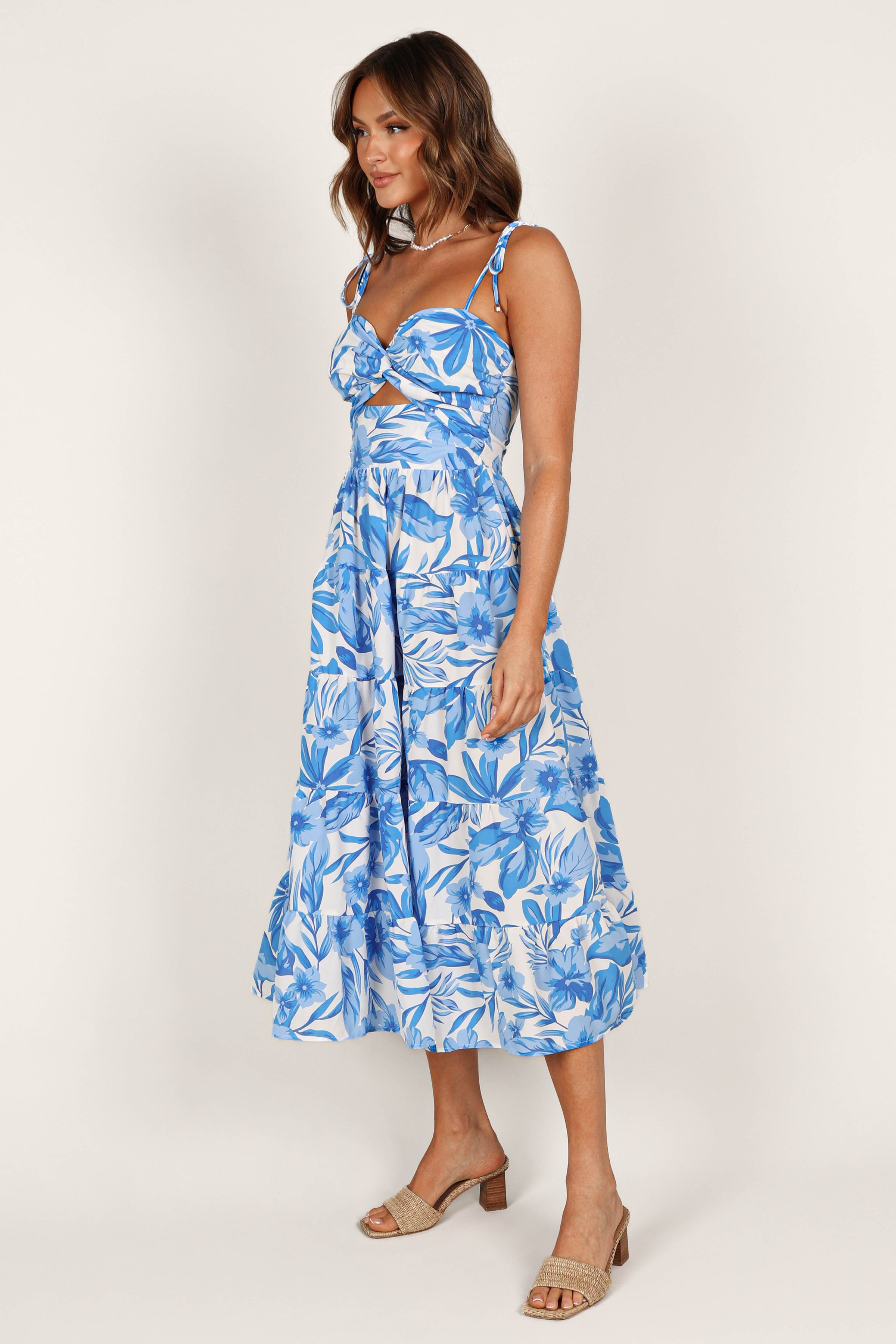 DRESSES @Rose Midi Dress - Blue/White
