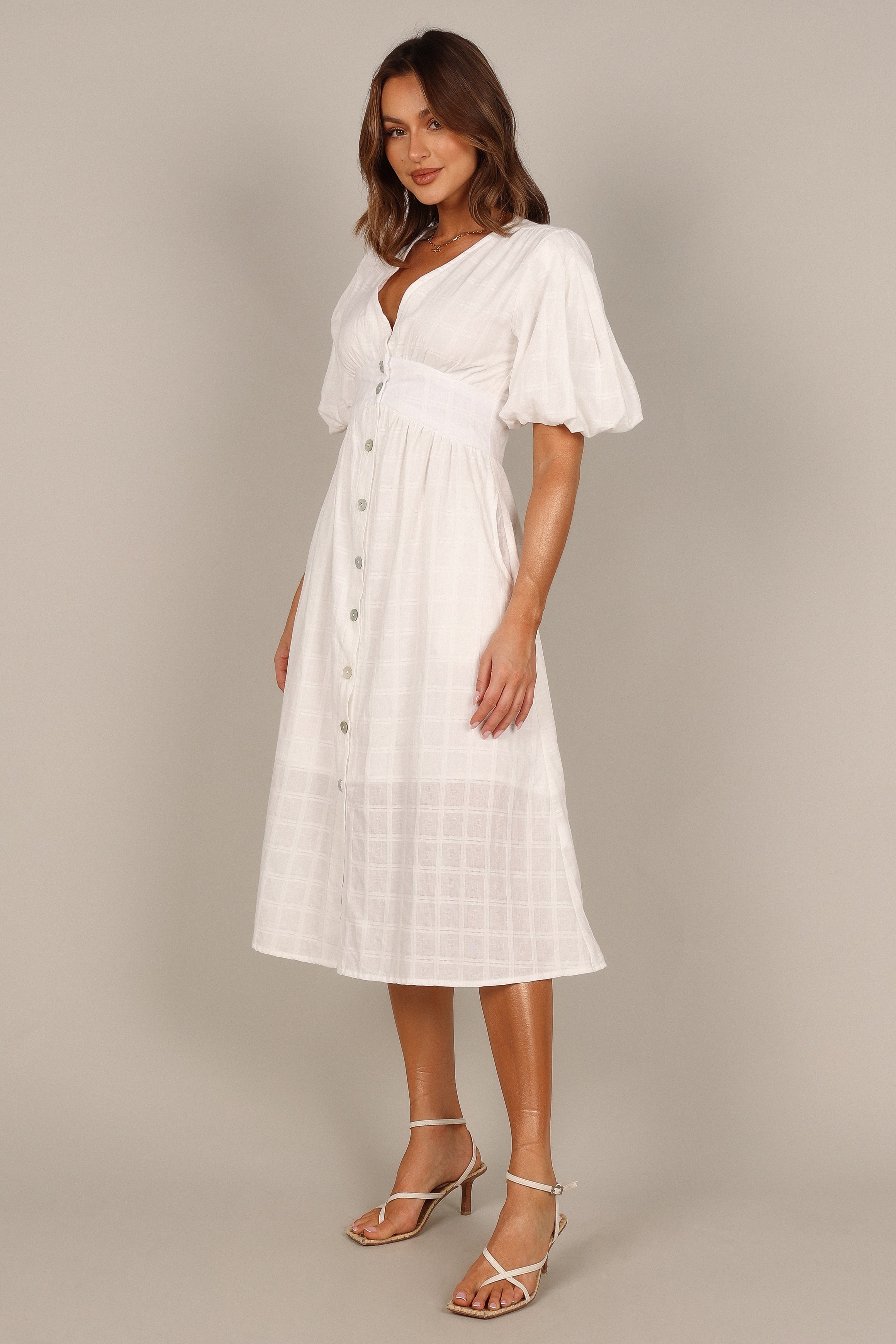 DRESSES @Shelley Midi Dress - White