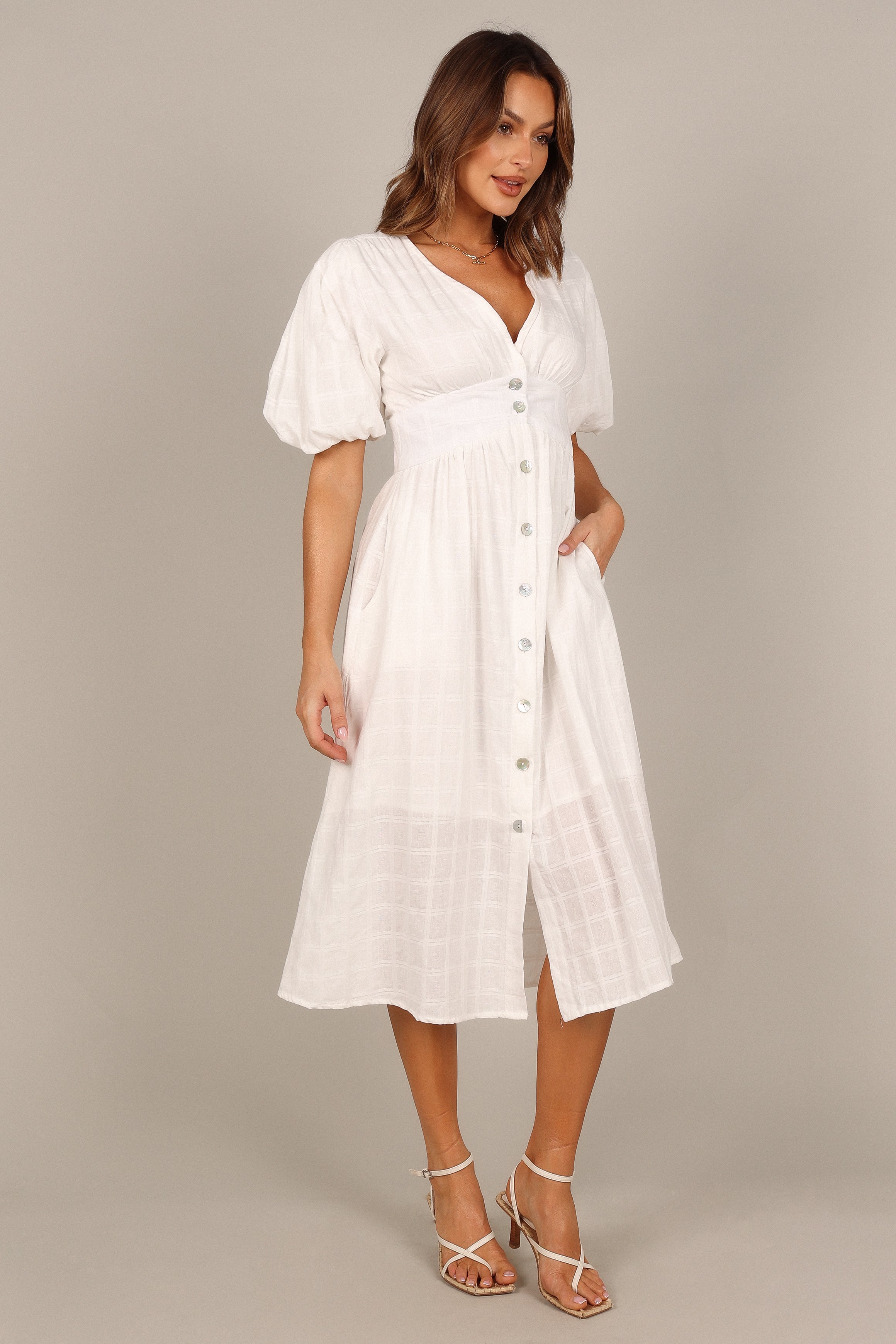 DRESSES @Shelley Midi Dress - White