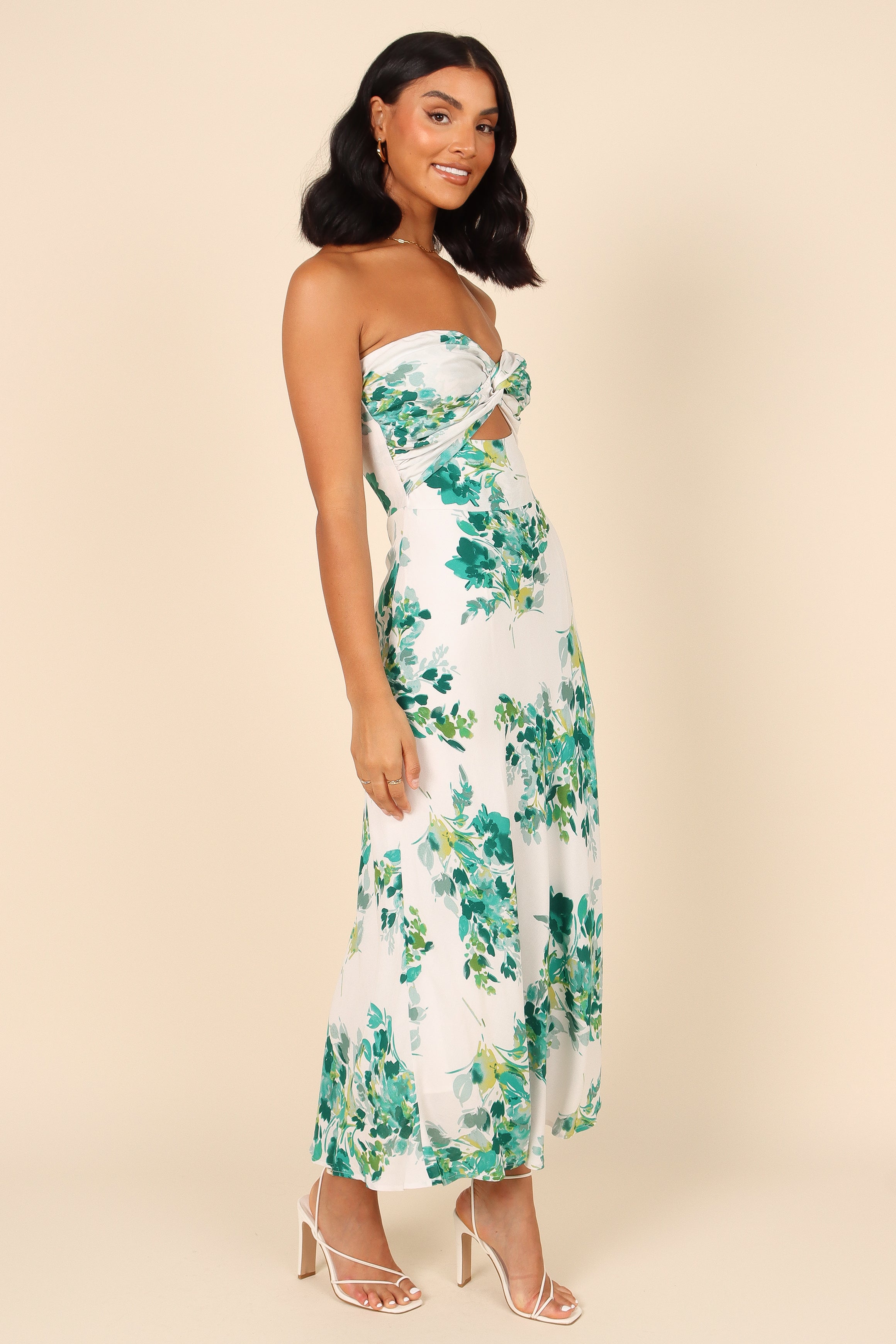 DRESSES Teagan Strapless Midi Dress - Green Floral
