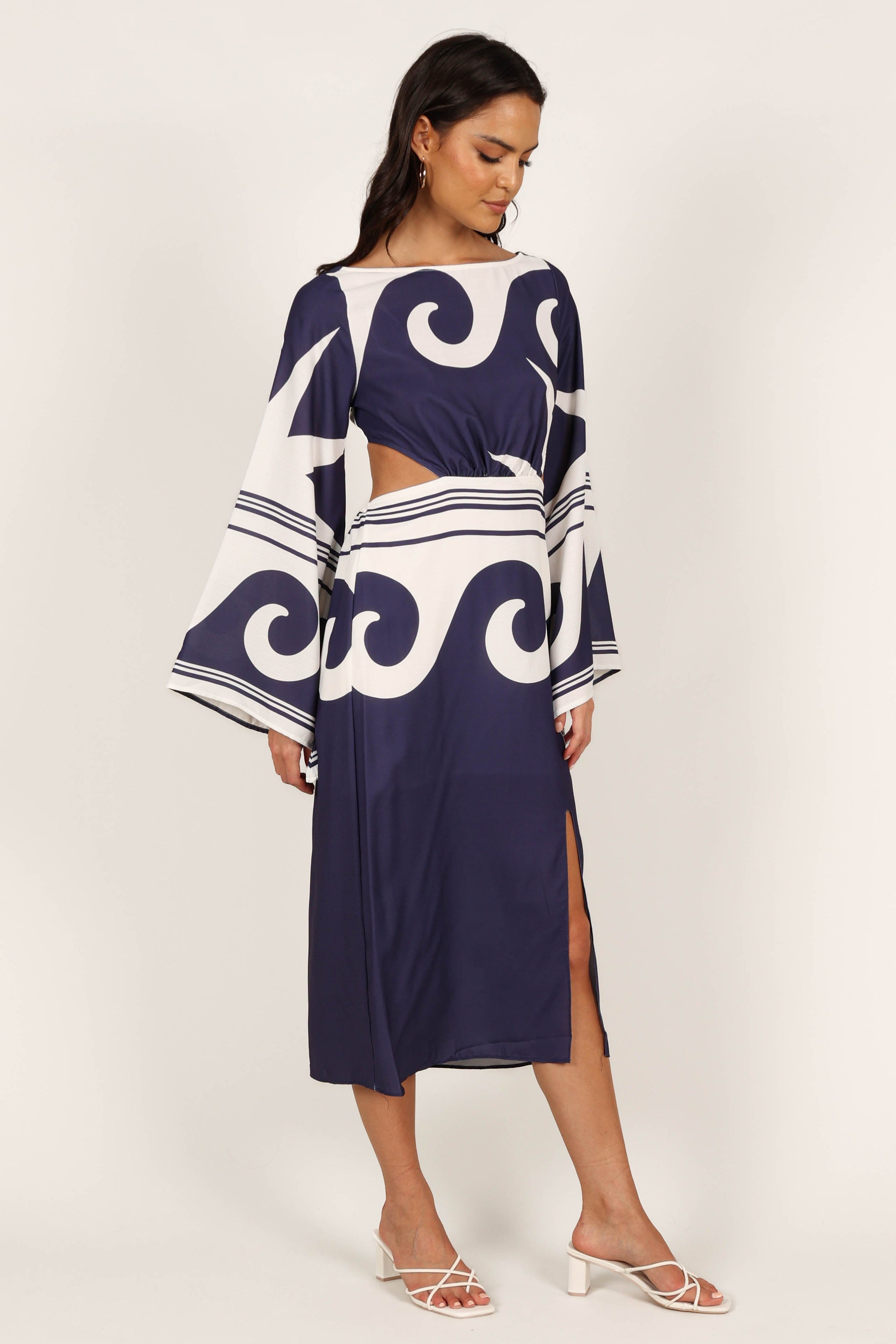 DRESSES @Vella Midi Dress - Navy/White
