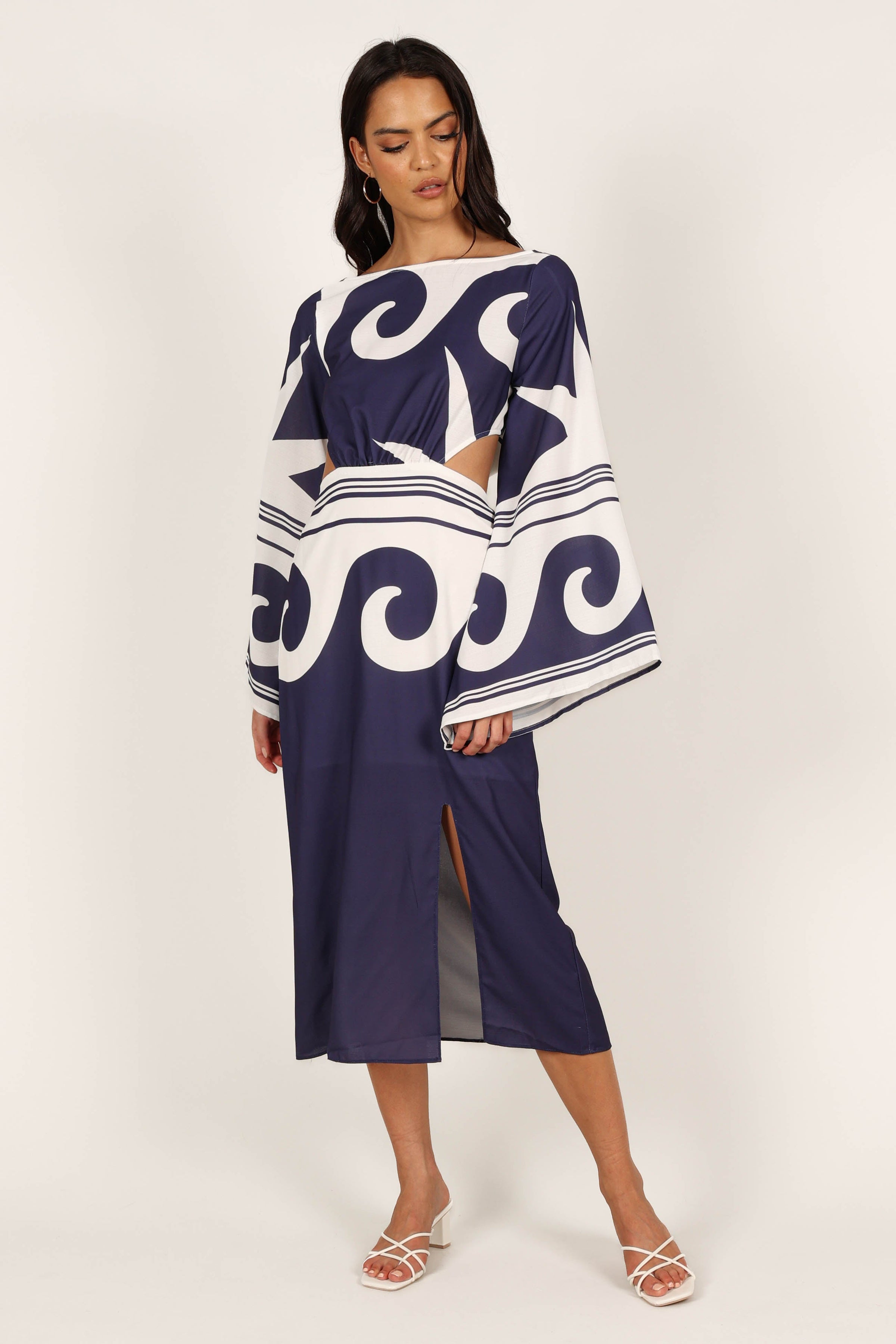 DRESSES @Vella Midi Dress - Navy/White