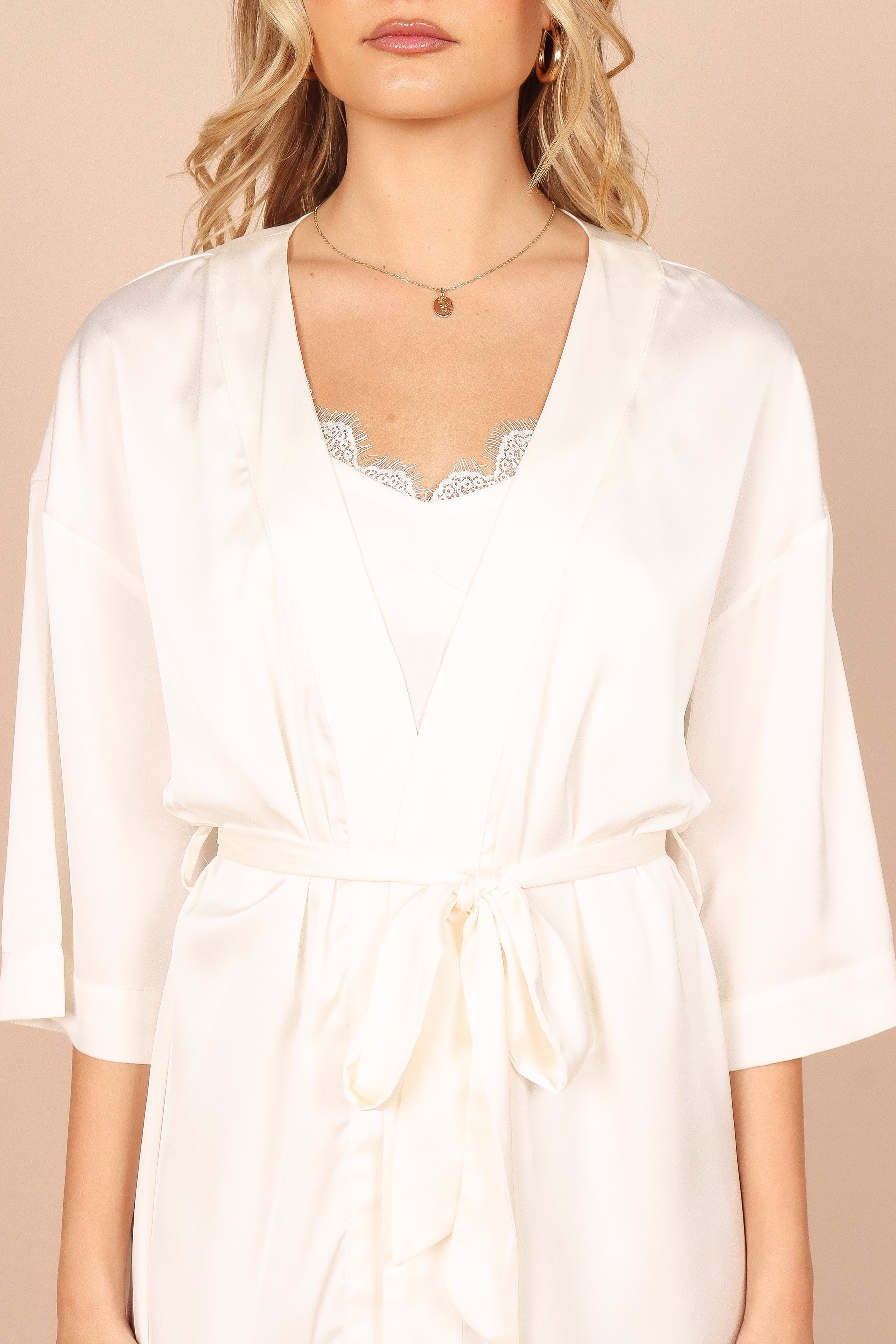 INTIMATES @Tulip Satin Robe - Ivory