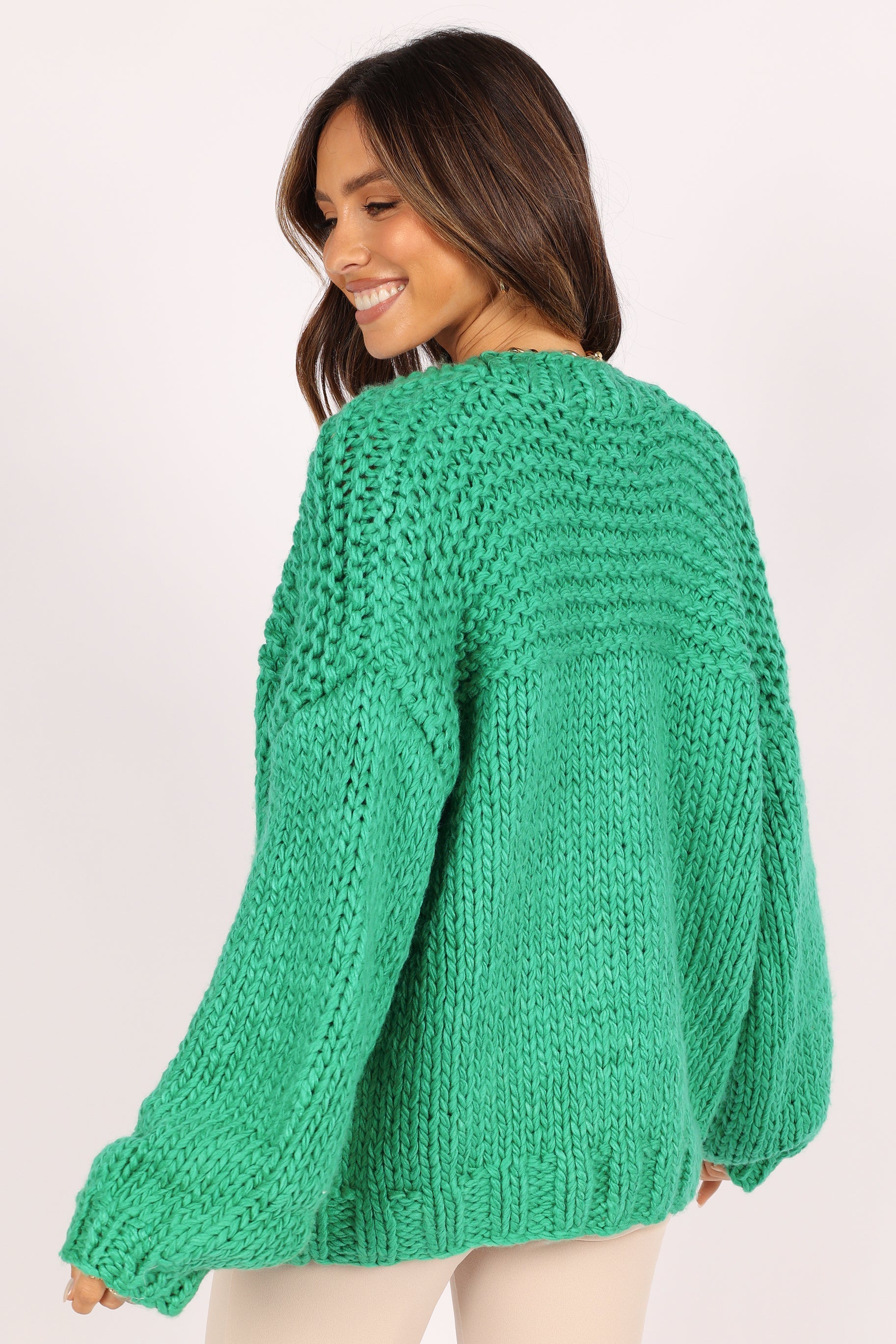KNITWEAR @Cara Handknit Cardigan - Green