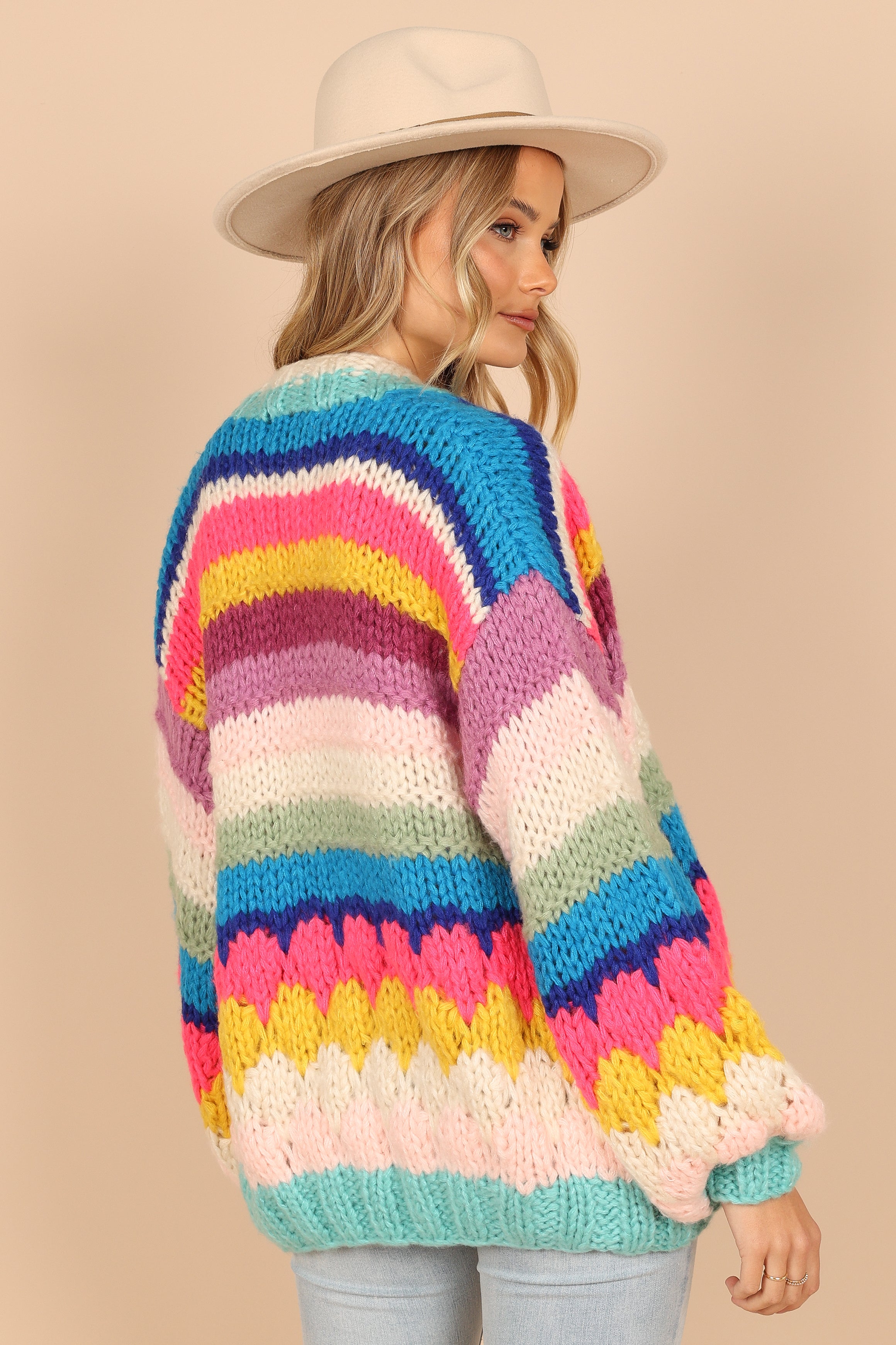 KNITWEAR @Jennifer Oversized Striped Handknit Knit Sweater - Multi