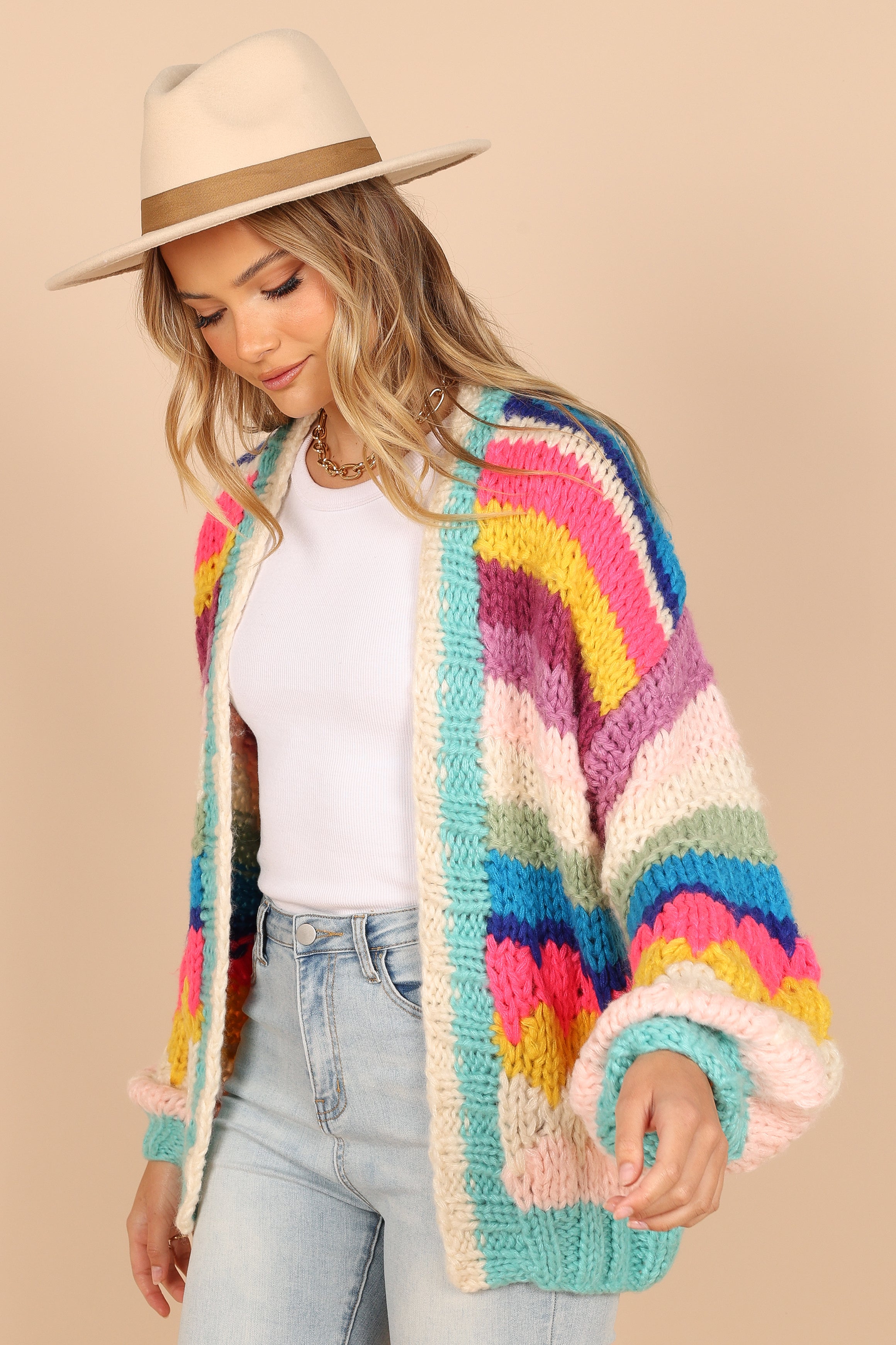 KNITWEAR @Jennifer Oversized Striped Handknit Knit Sweater - Multi