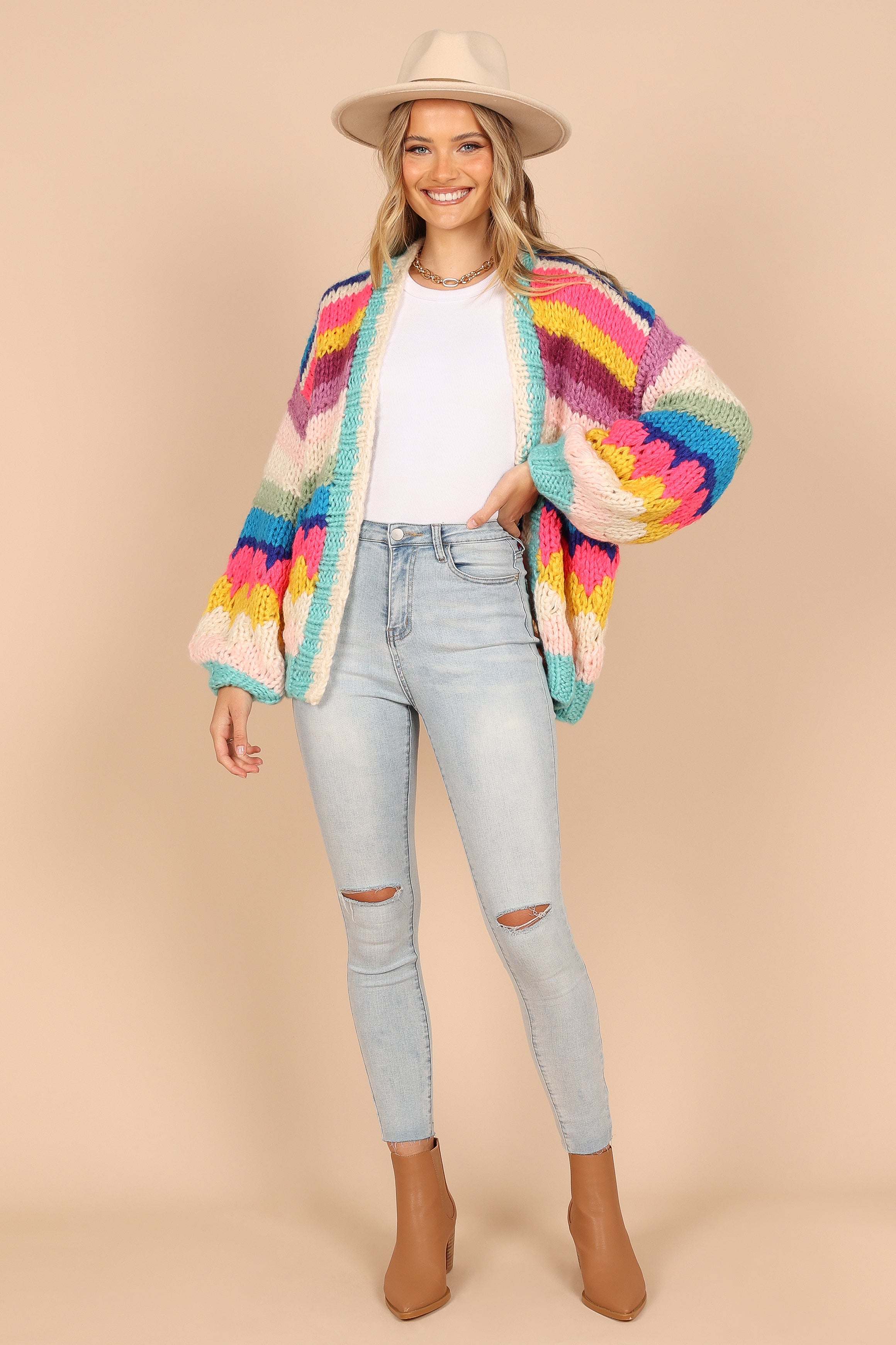 KNITWEAR @Jennifer Oversized Striped Handknit Knit Sweater - Multi