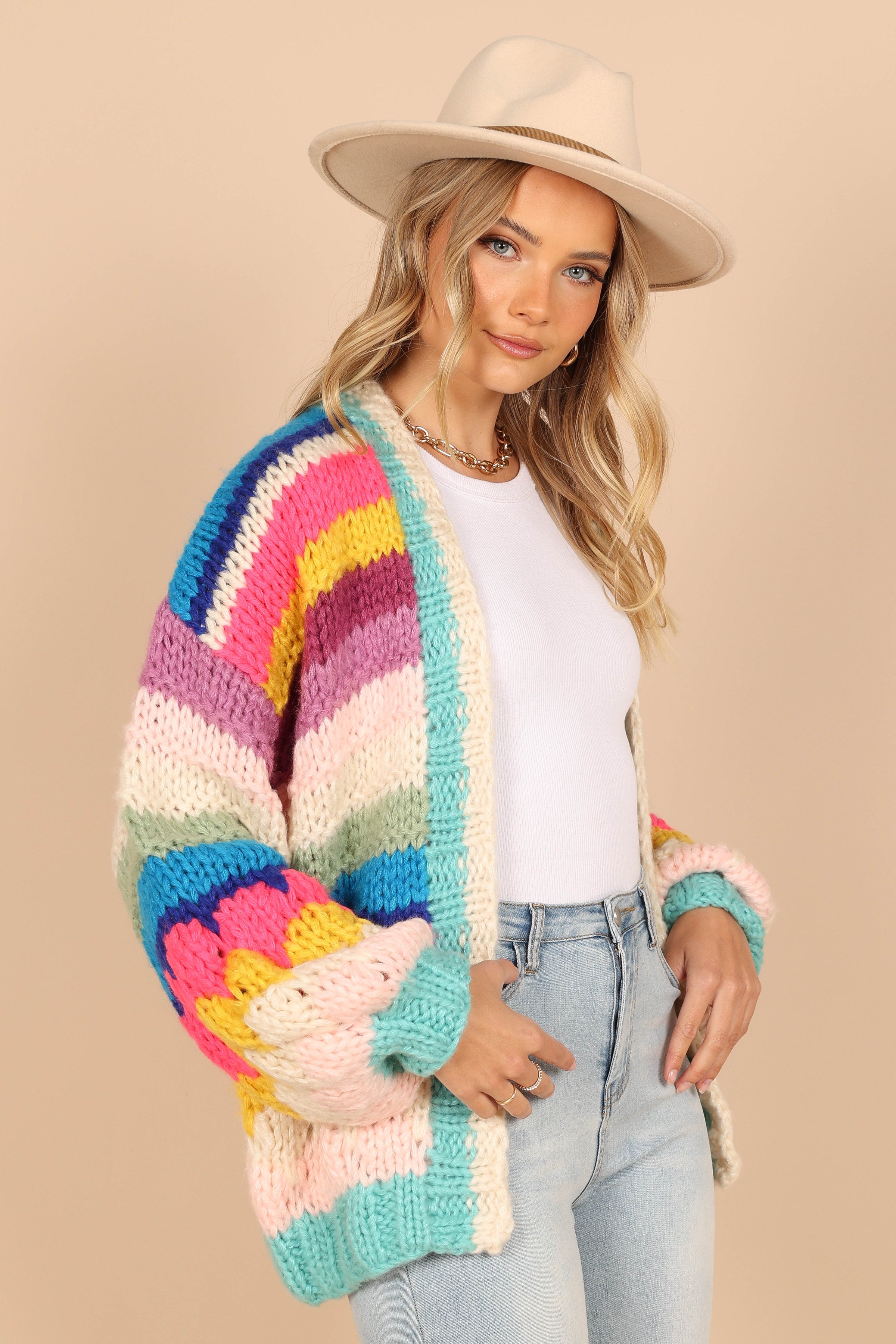 KNITWEAR @Jennifer Oversized Striped Handknit Knit Sweater - Multi