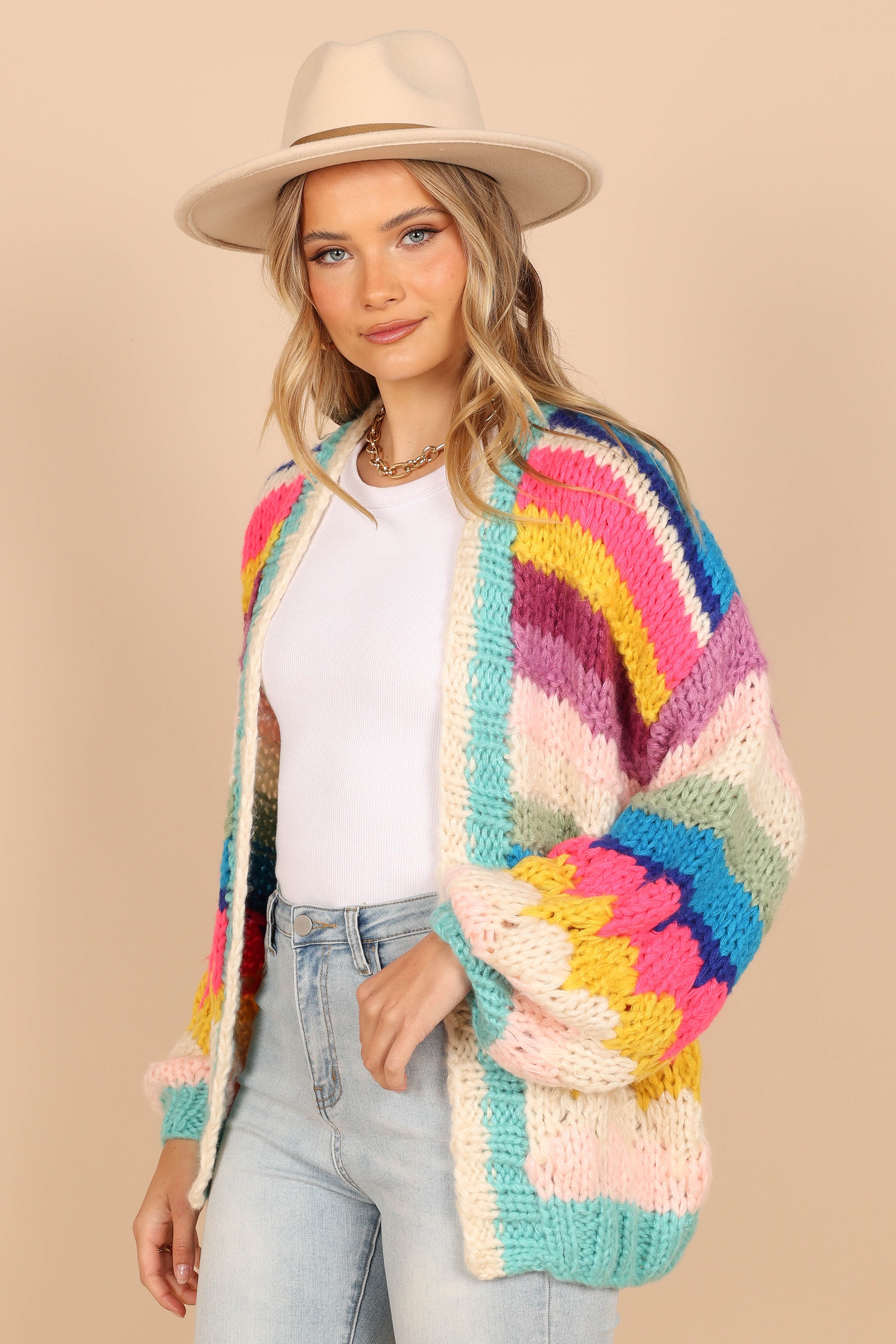 KNITWEAR @Jennifer Oversized Striped Handknit Knit Sweater - Multi