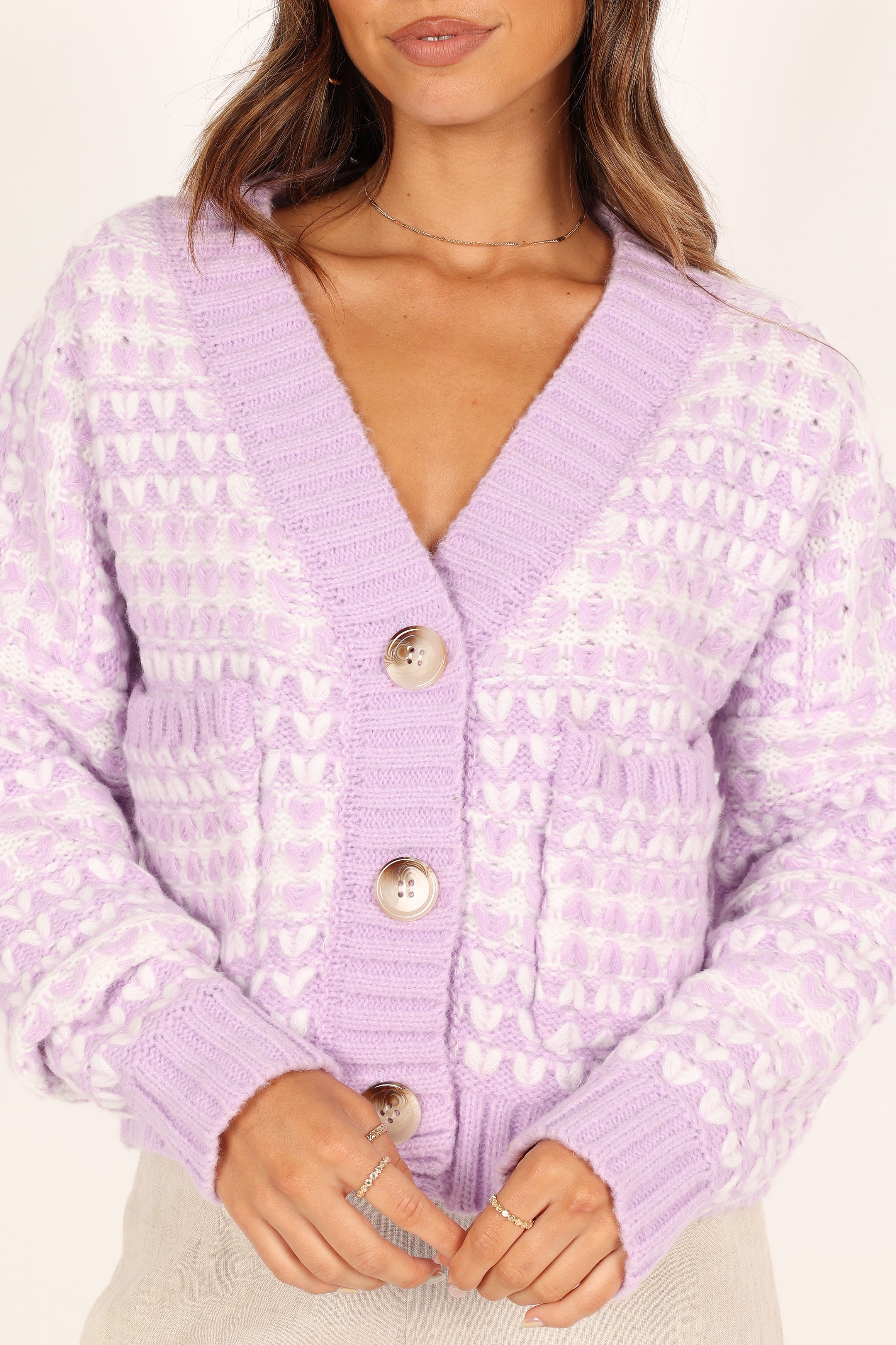 KNITWEAR @Selena Cardigan - Lilac
