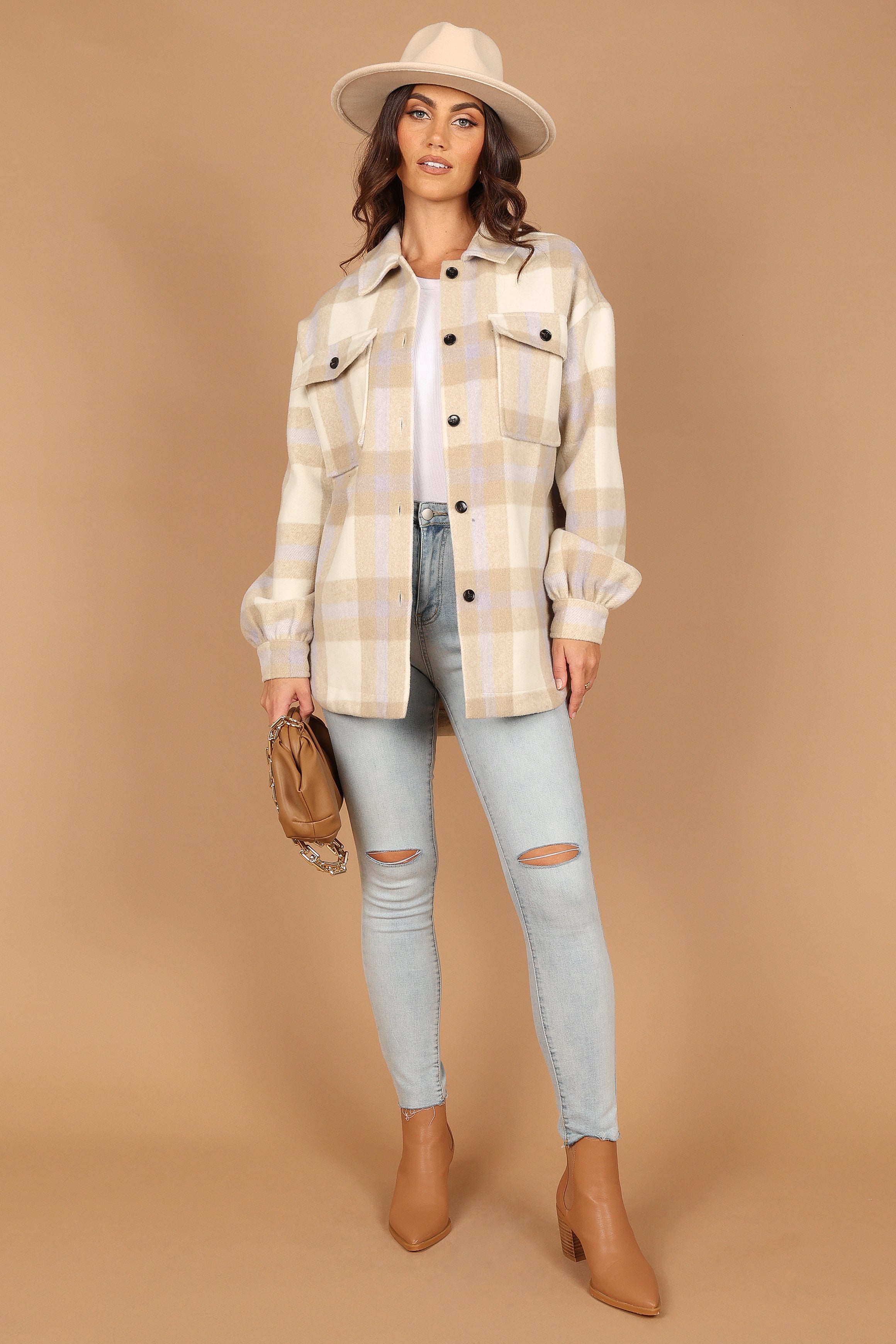 Outerwear @Alex Double-Breasted Pocket Shacket - Cream Check