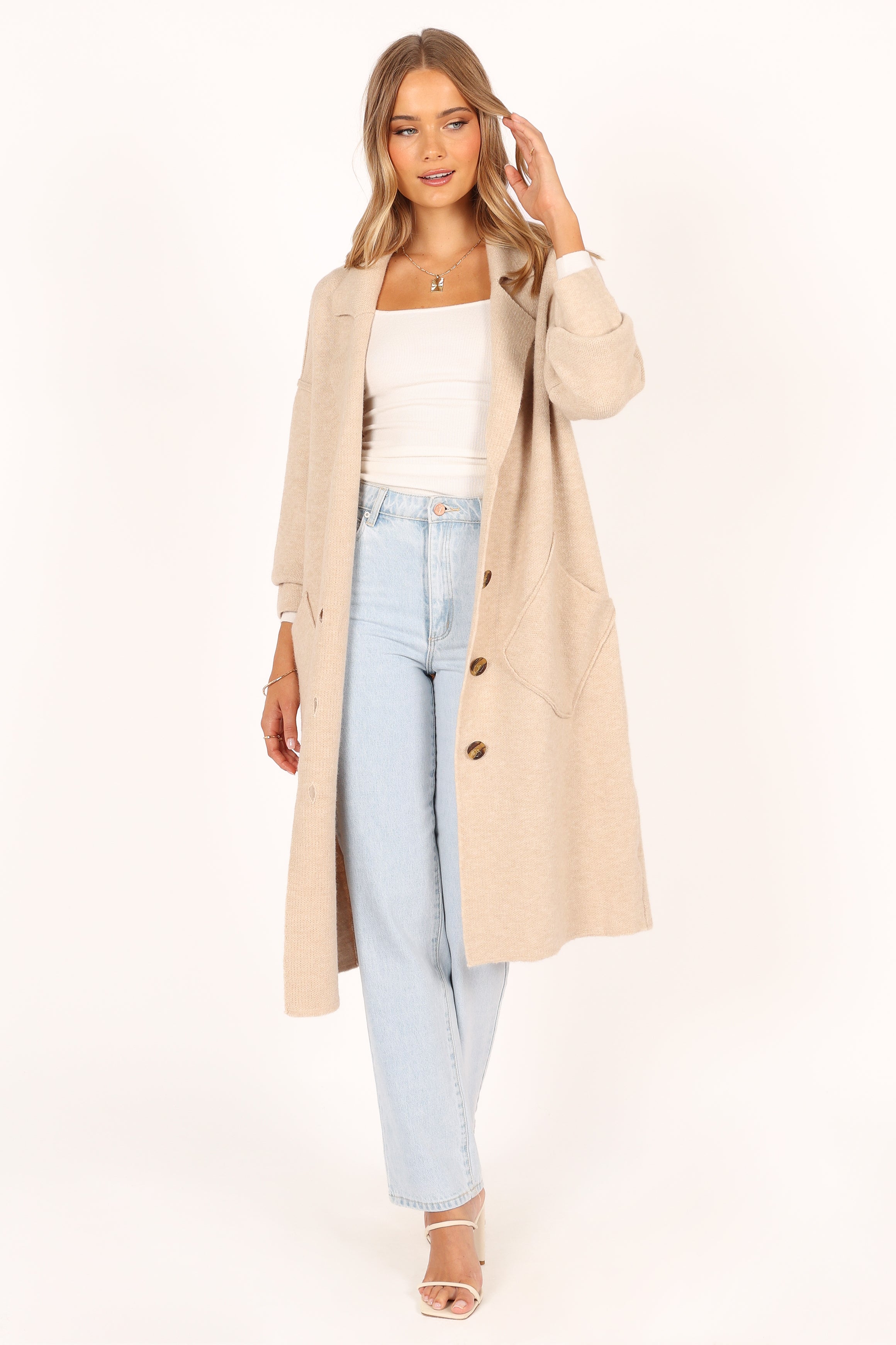 OUTERWEAR @Ivy Button Front Coatigan - Oatmeal (waiting on bulk)