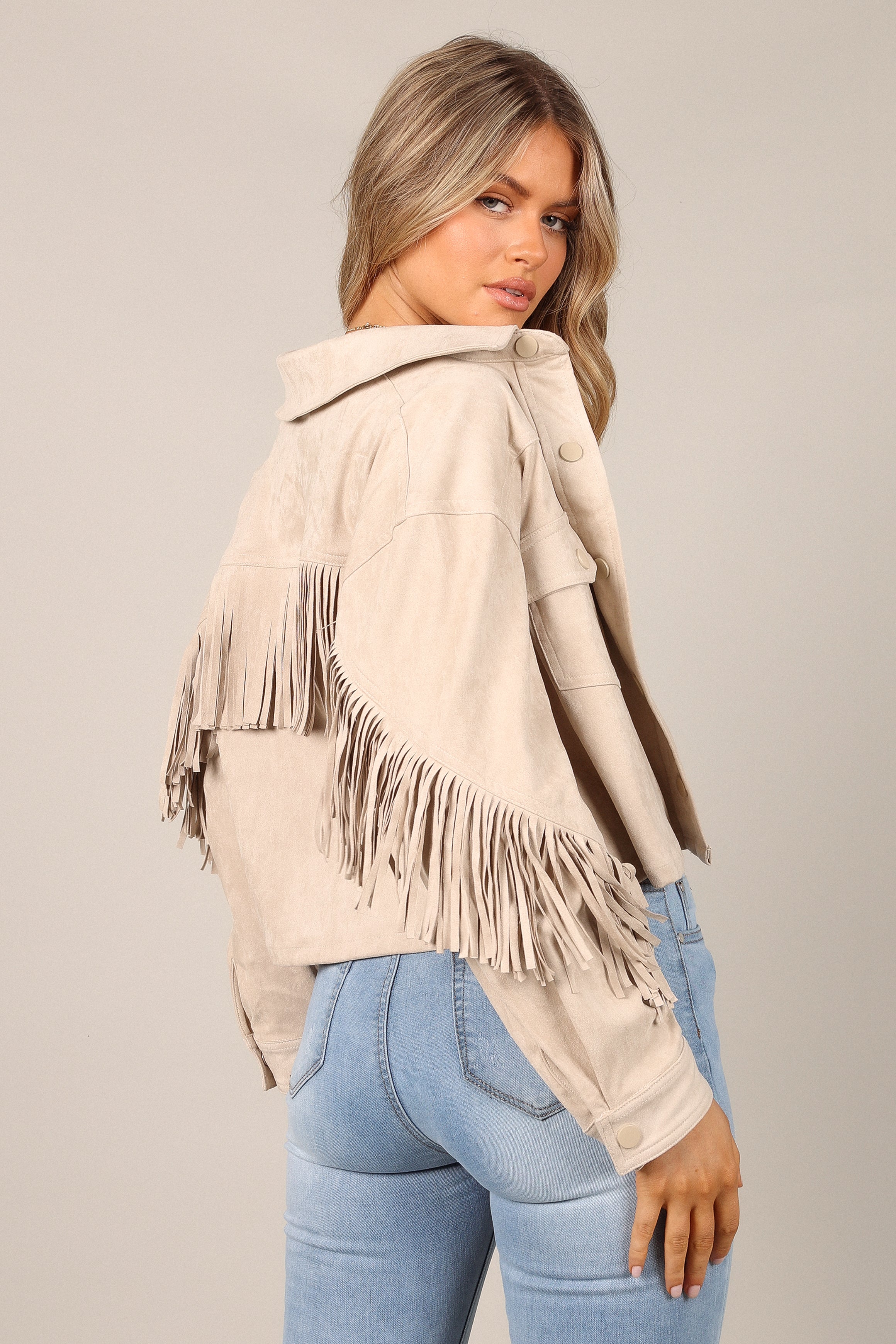 Outerwear @Jenna Fringe Crop Jacket - Ivory