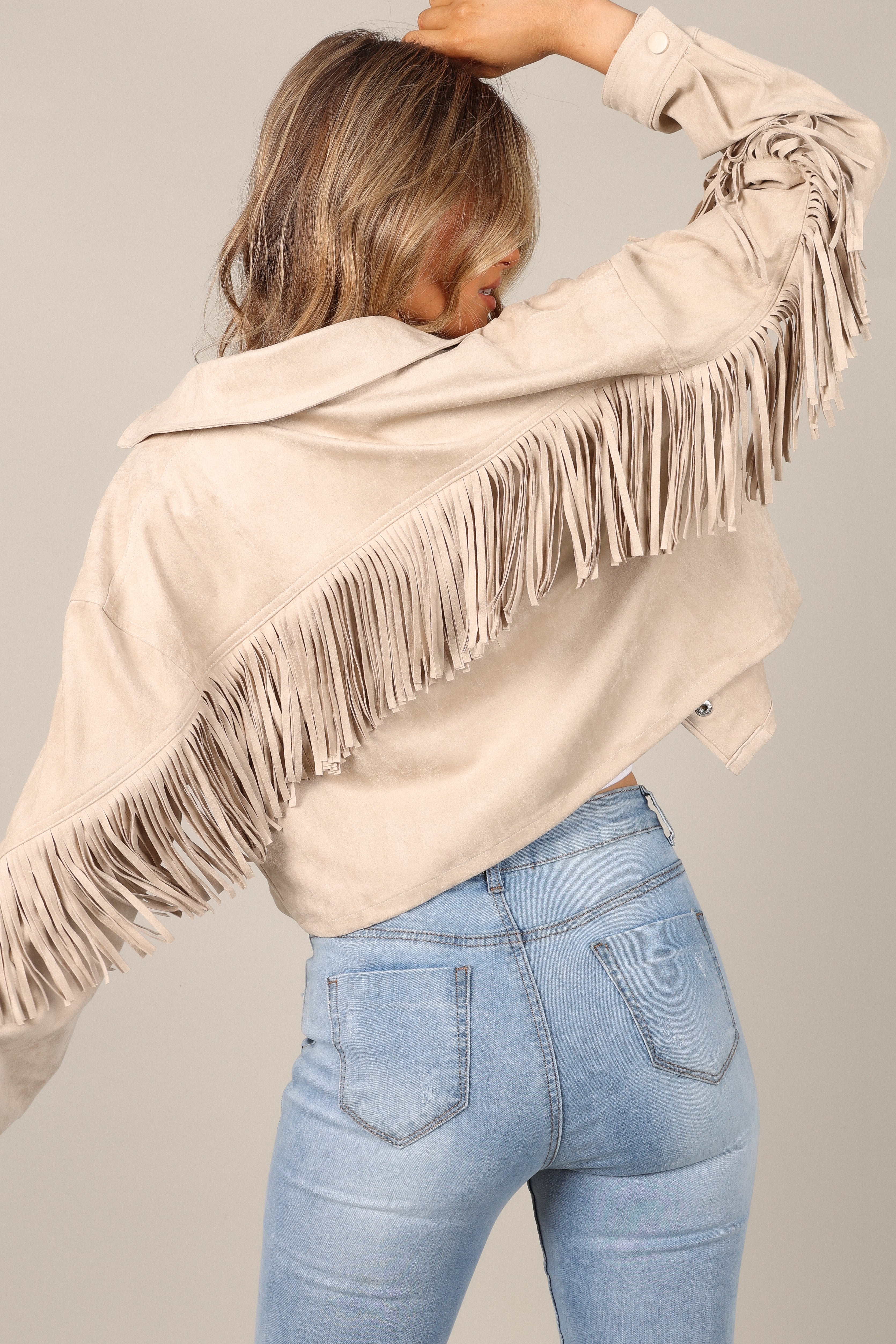 Outerwear @Jenna Fringe Crop Jacket - Ivory
