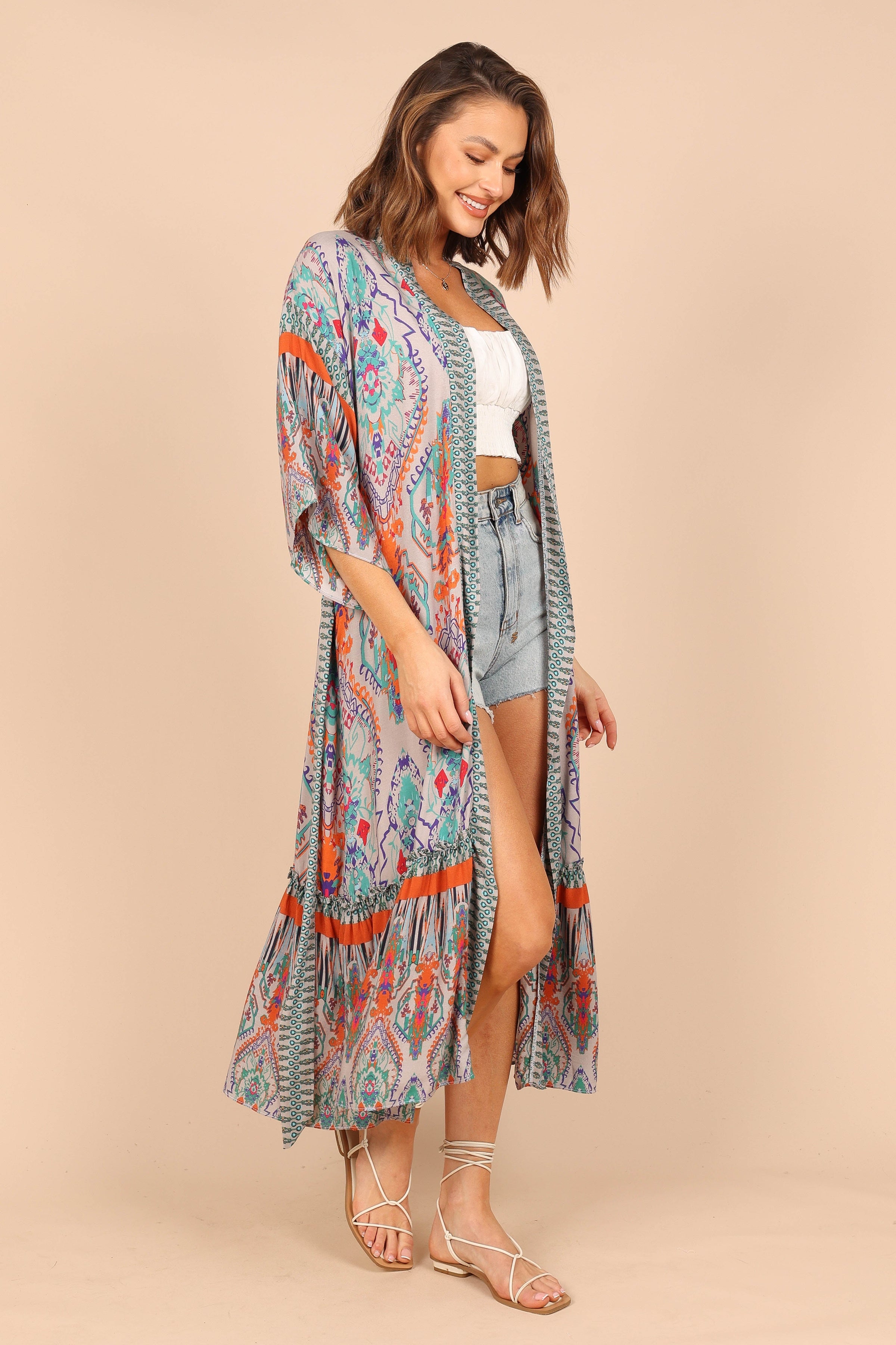 OUTERWEAR @Leah Wrap Kimono - Multi Print