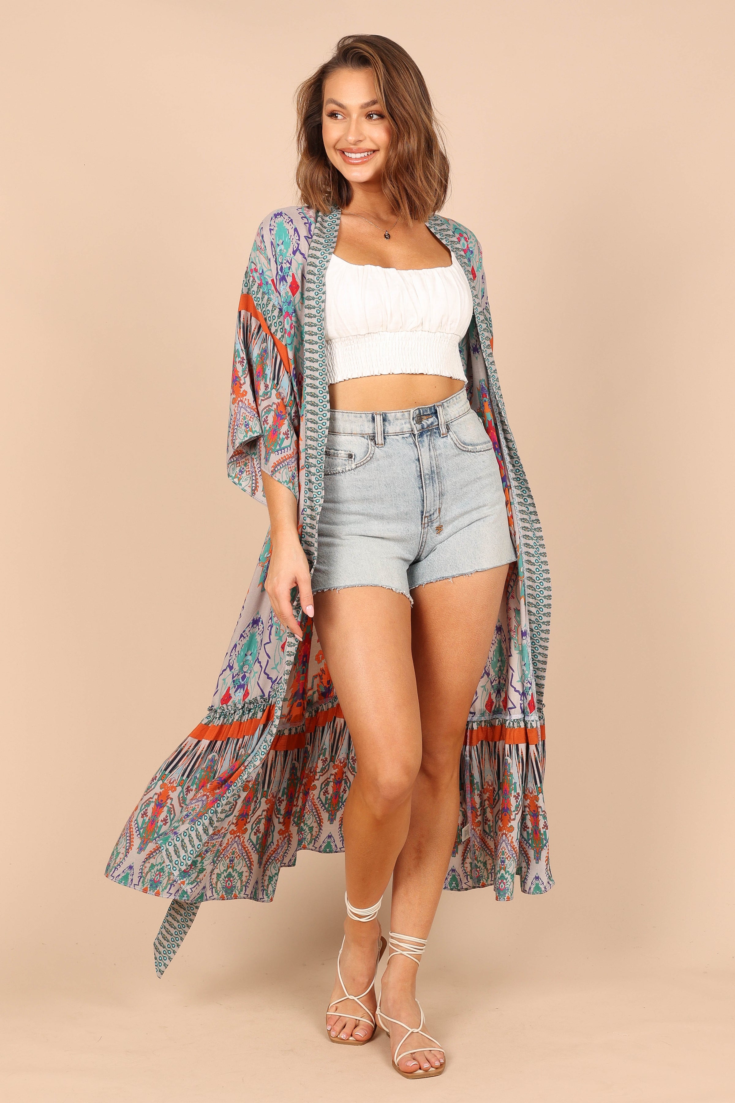 OUTERWEAR @Leah Wrap Kimono - Multi Print