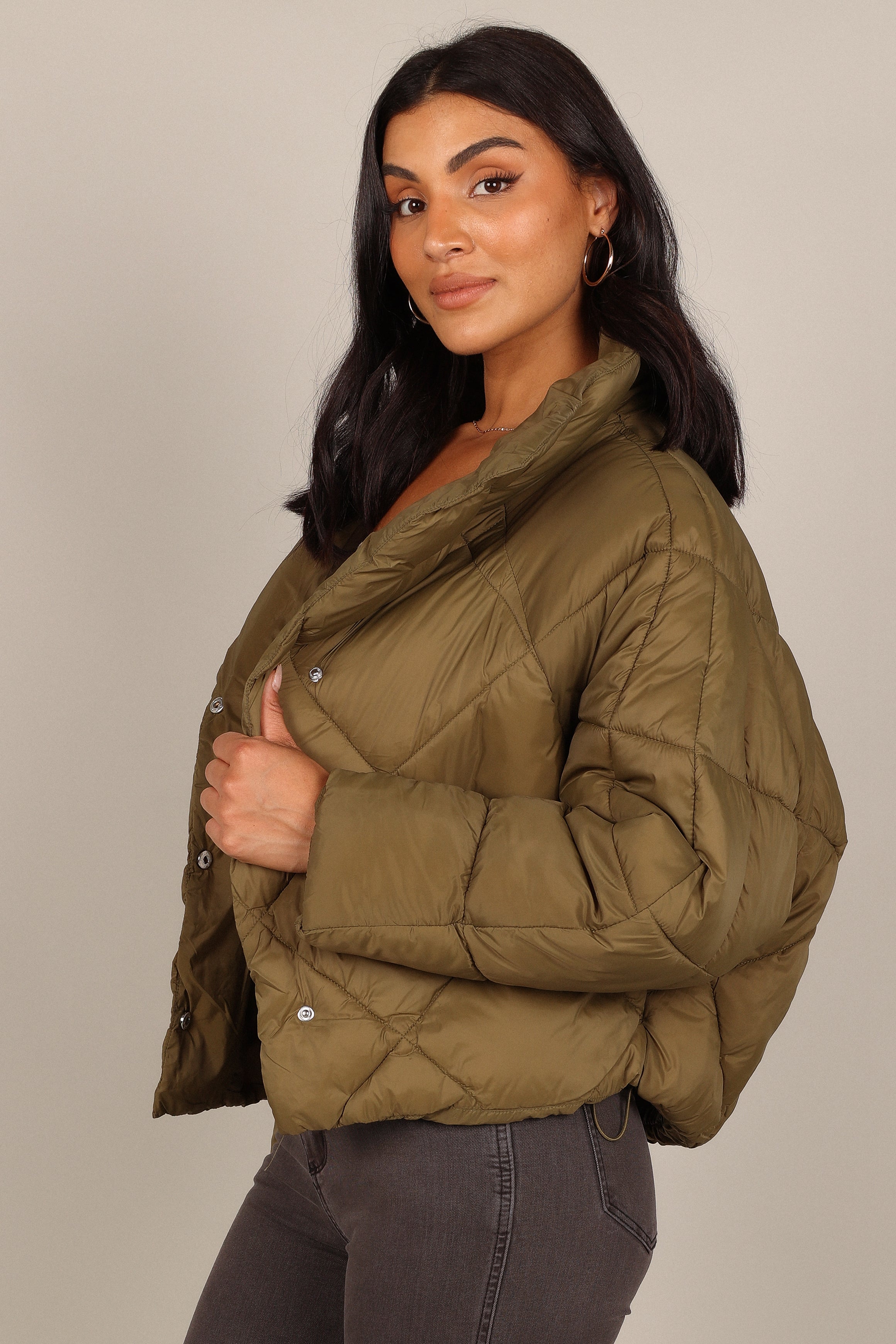 OUTERWEAR @Malin Quilted Puffer Coat - Olive