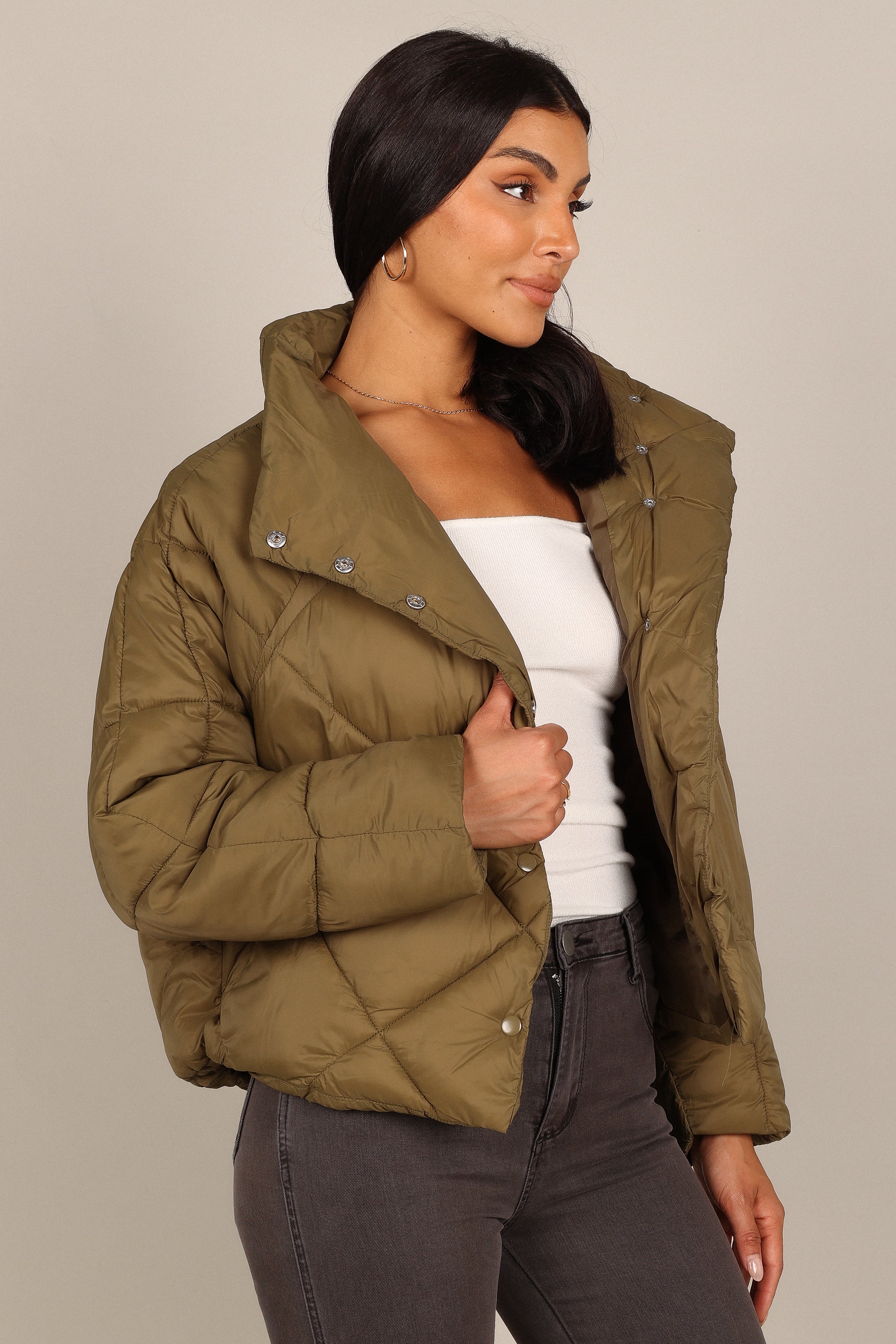 OUTERWEAR @Malin Quilted Puffer Coat - Olive