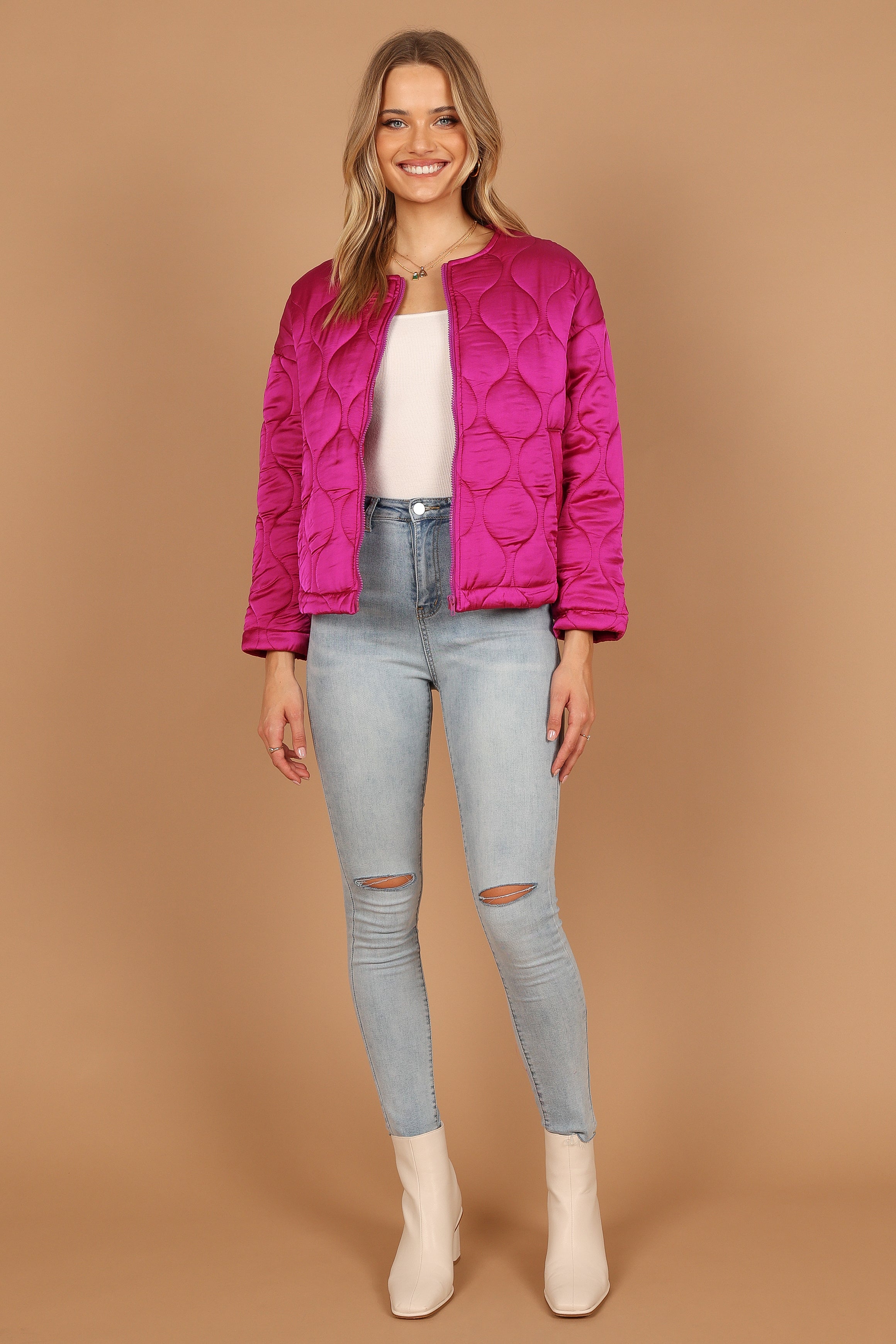 Outerwear @Millie Quilted Jacket - Berry