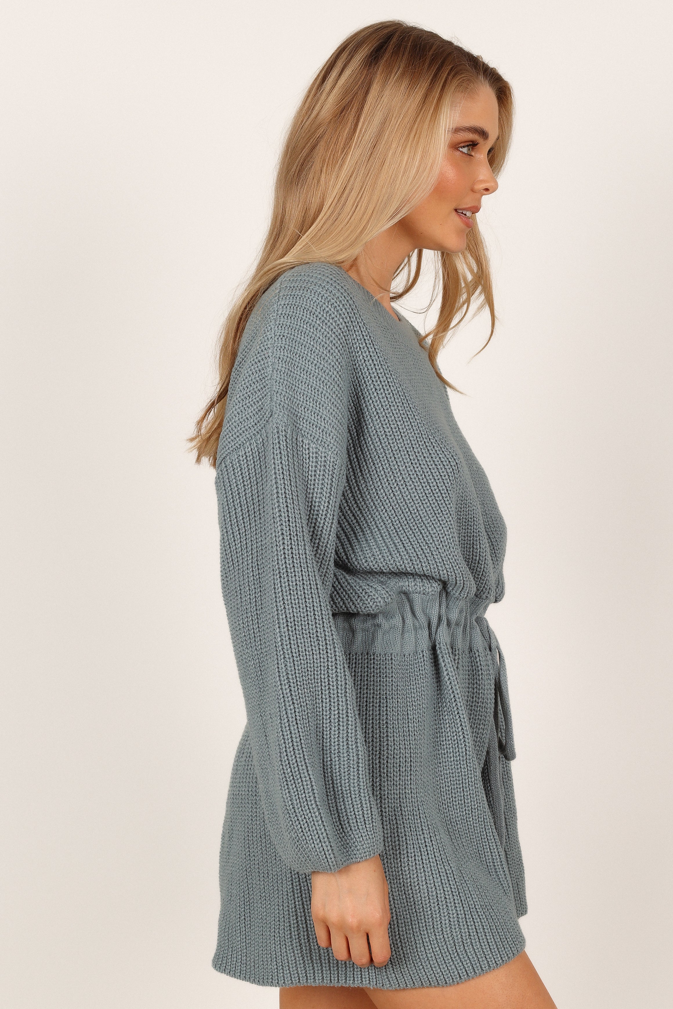 PLAYSUITS Sloane Sweater Romper - Dusty Blue
