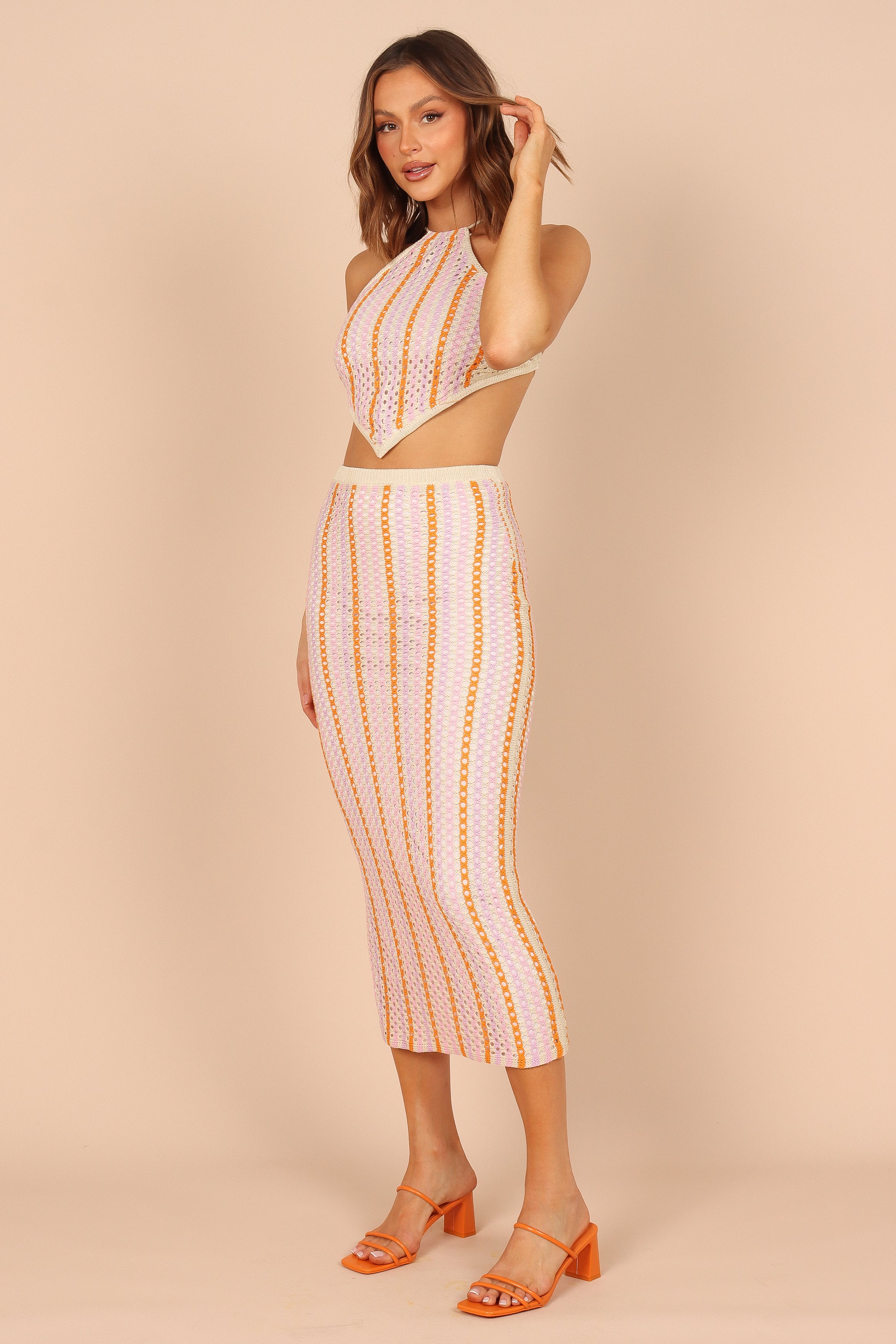 SETS @Ava Crochet Two Piece Set - Pink/Orange (waiting on bulk)