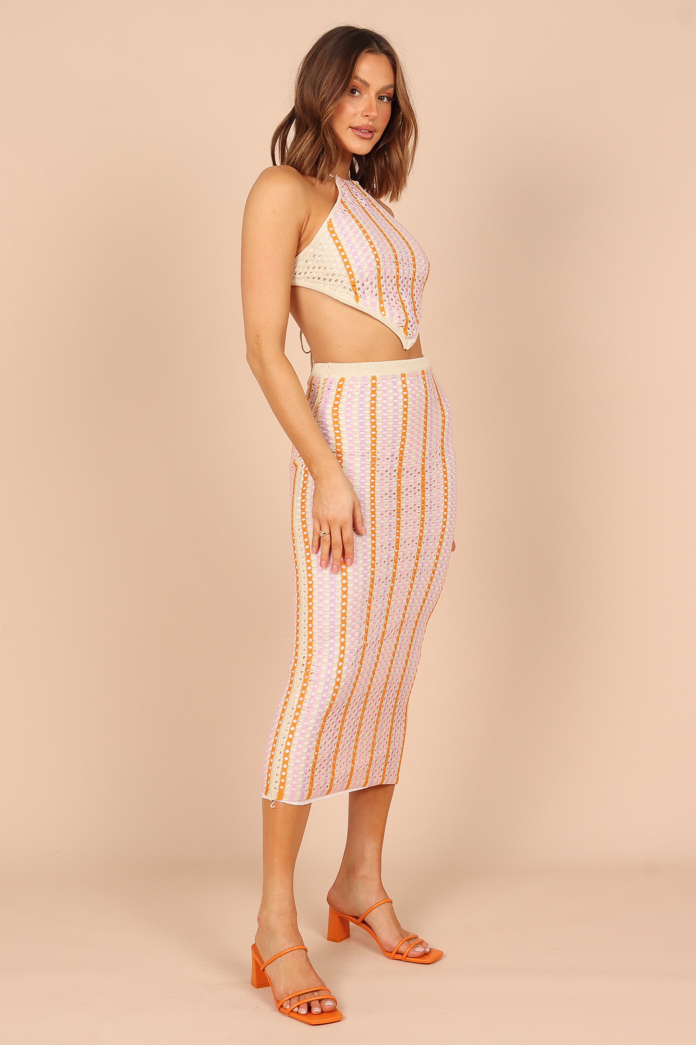 SETS @Ava Crochet Two Piece Set - Pink/Orange (waiting on bulk)