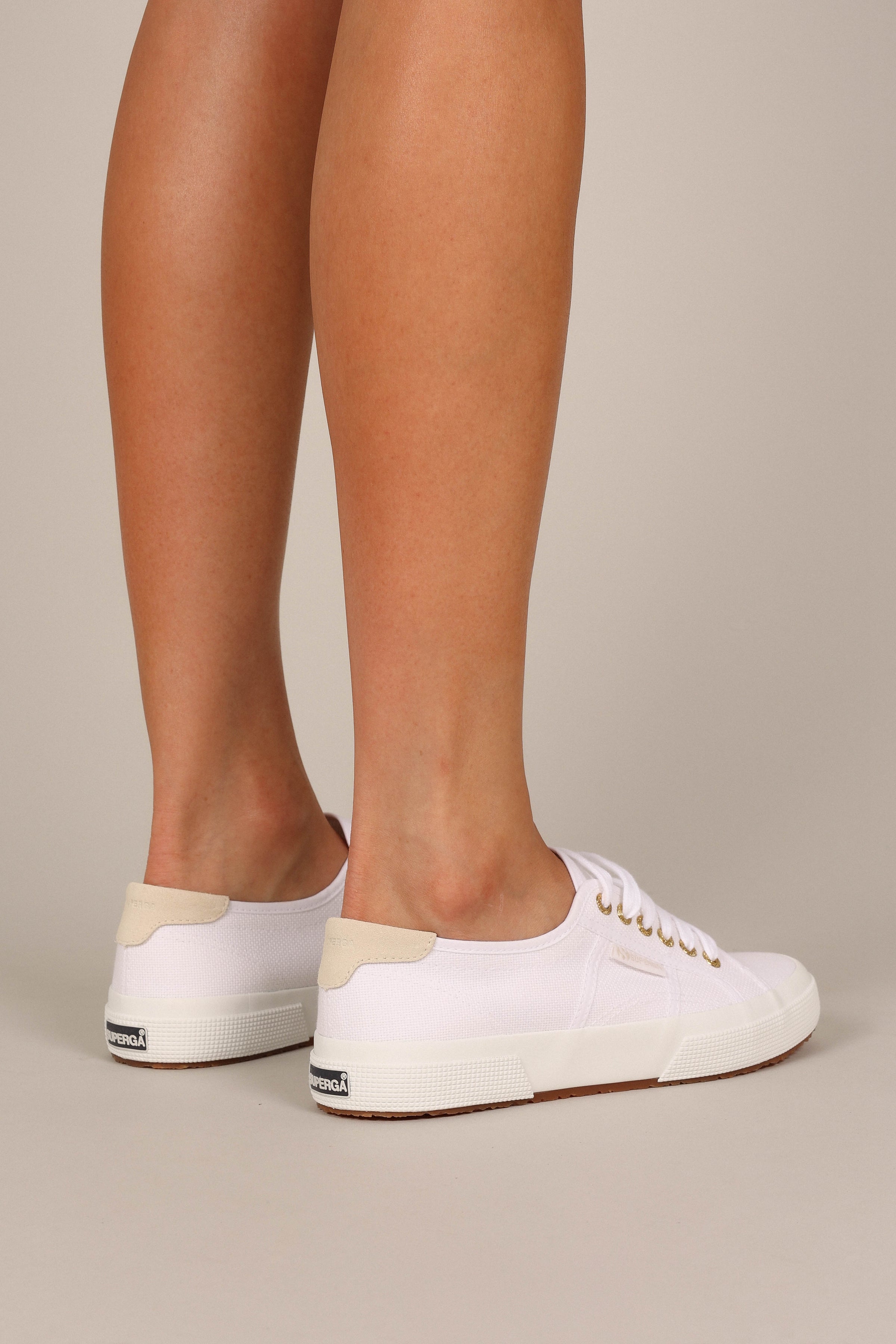 SHOES @2750 Suede Heel Tab - White Beige