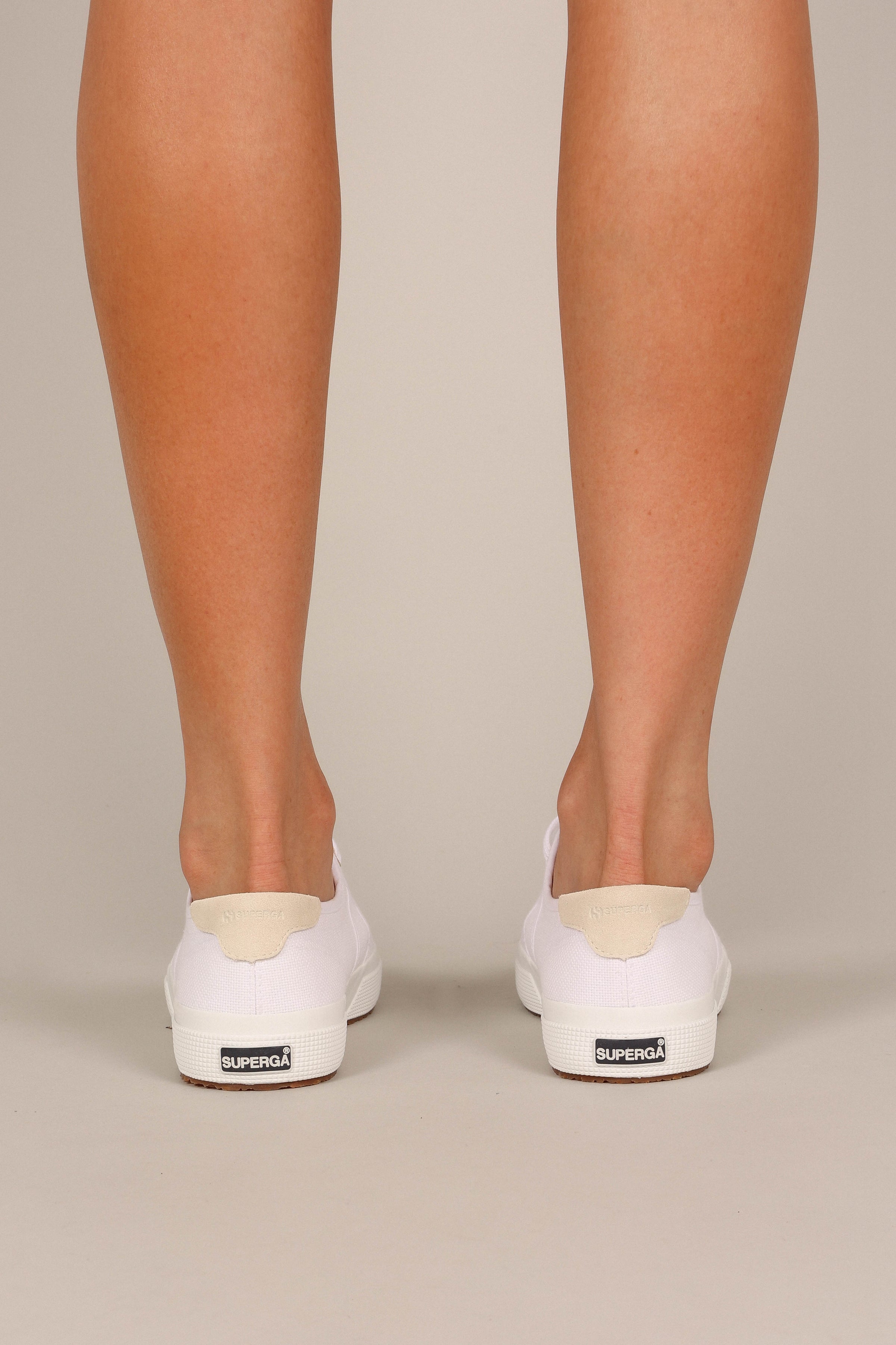 SHOES @2750 Suede Heel Tab - White Beige