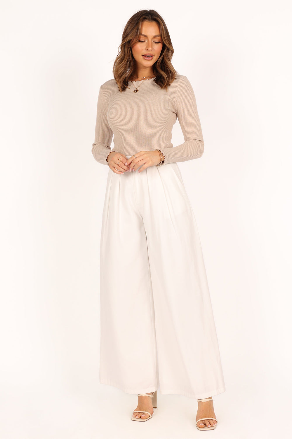 Collective Tops - Kya Knit Top - Beige third image