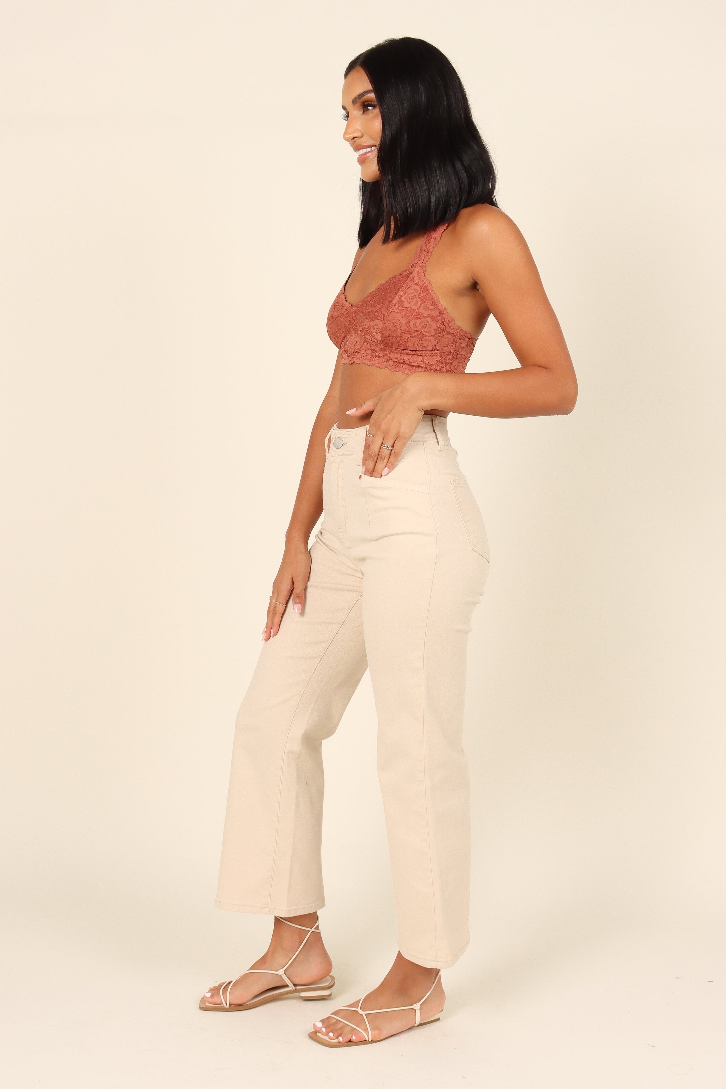 TOPS Whitney Lace Racerback Bralette - Rust